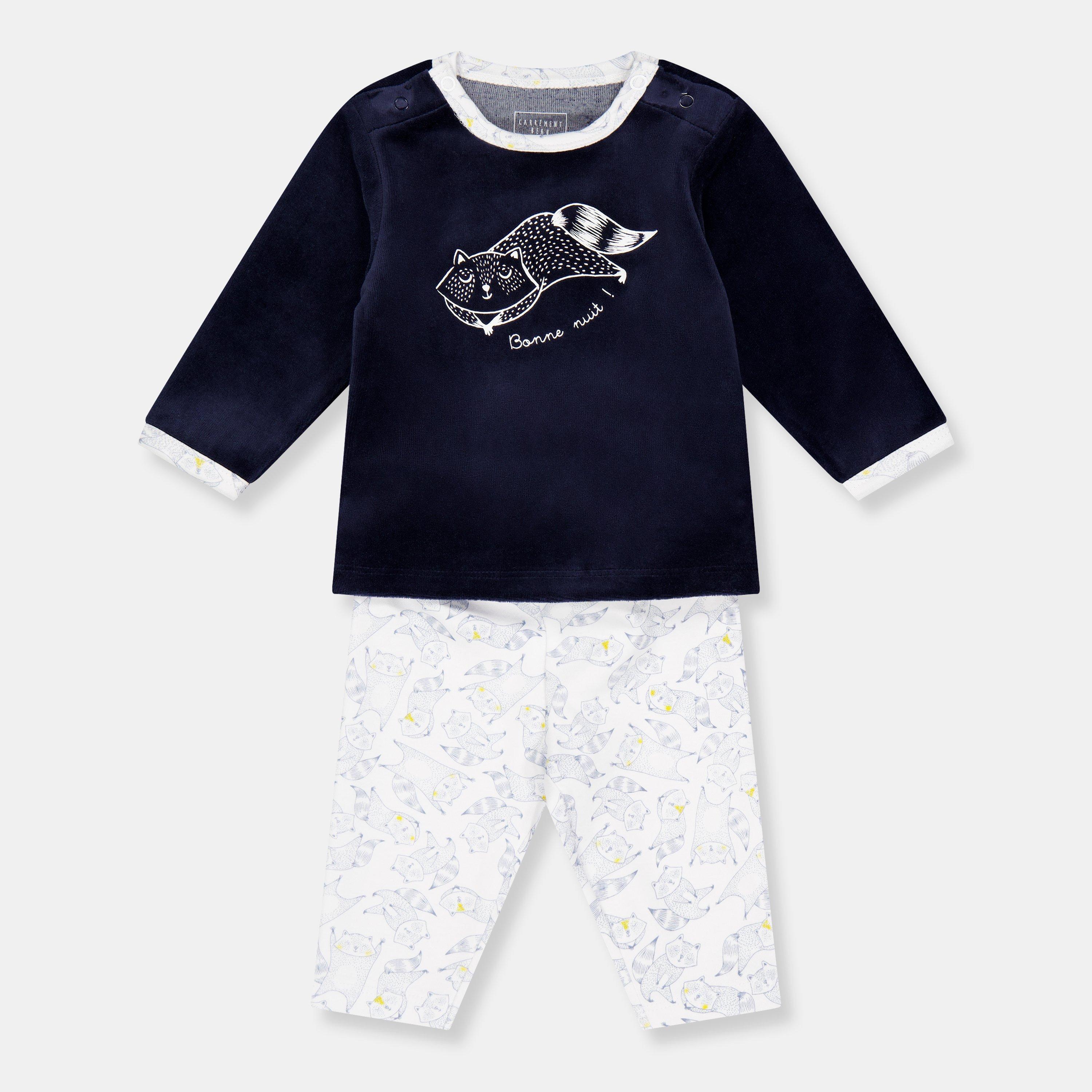 Carrement Beau  Newborn Kids' Pyjama Set - White Navy - 9M