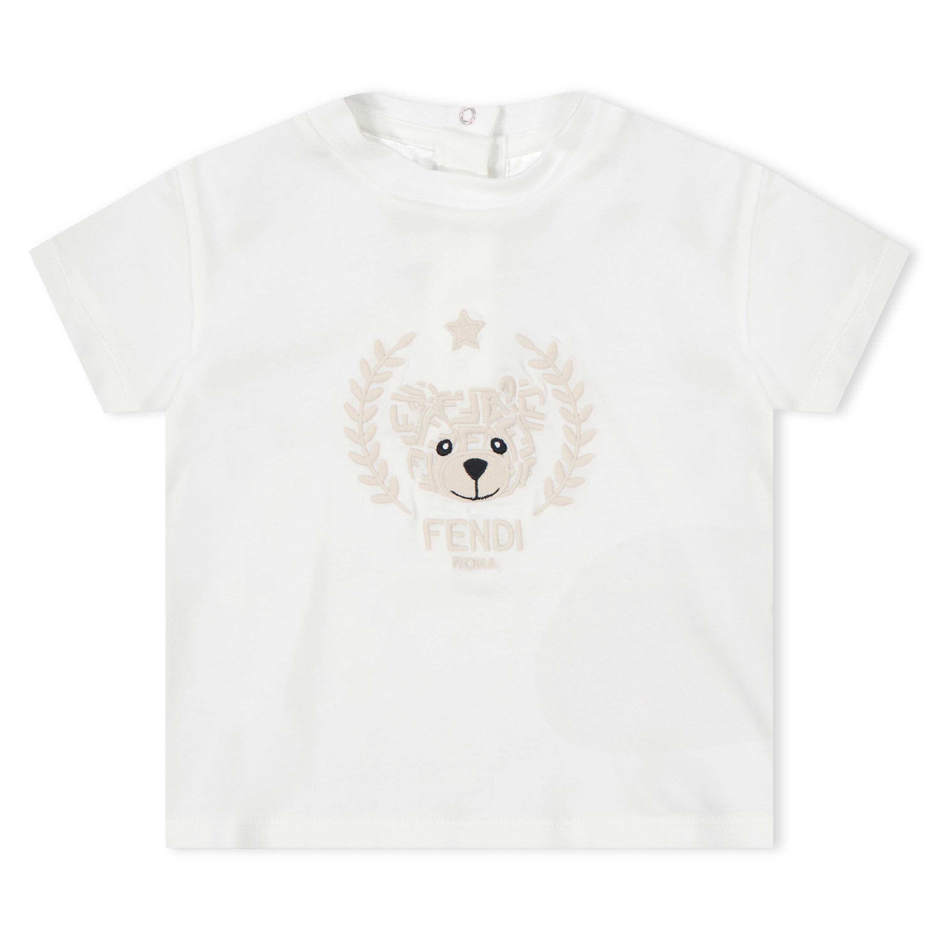 Fendi Bear Embroidered Logo T-Shirt Babies