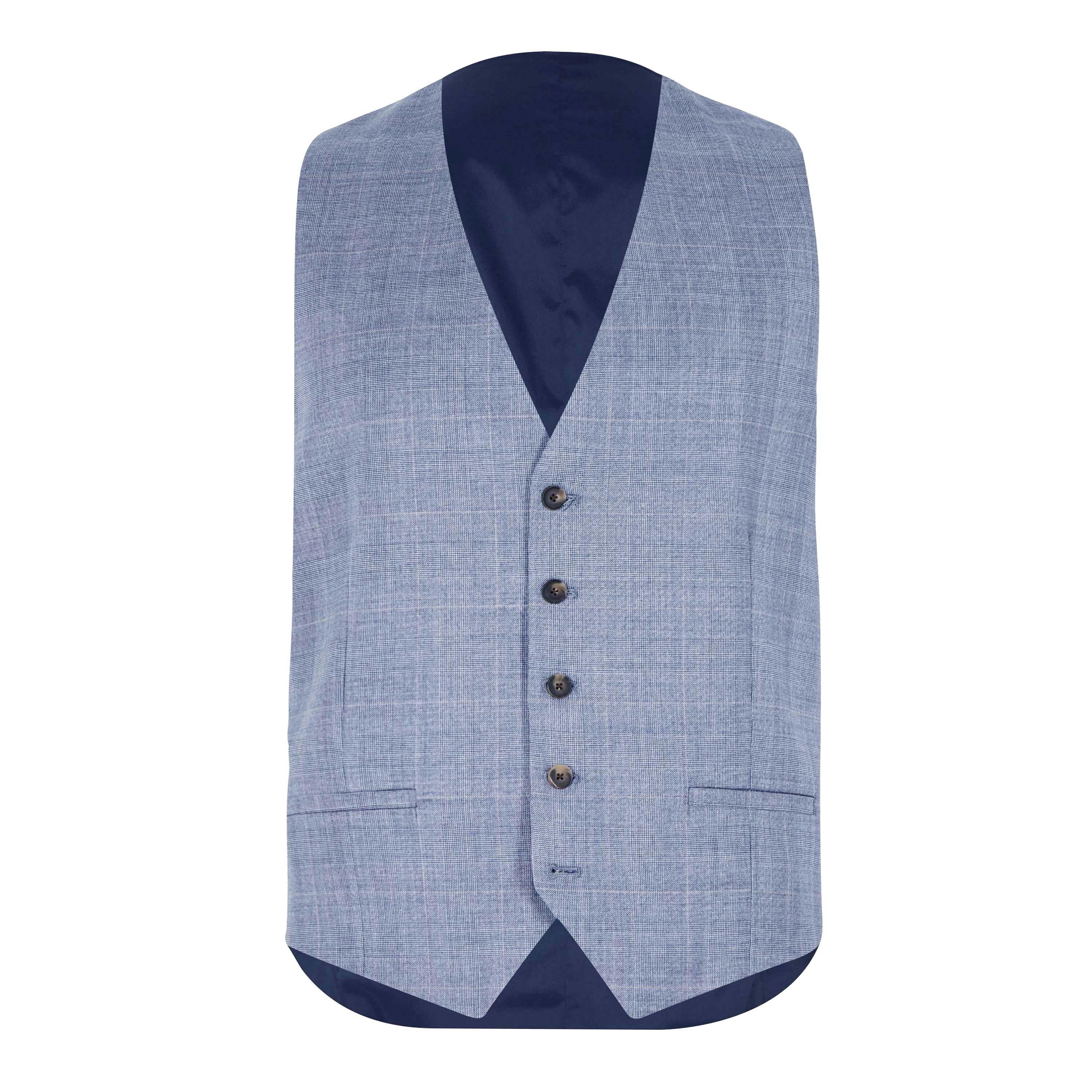 Light Blue Chk - Richard James - Rivulet Tailored Fit Waistcoat - 1