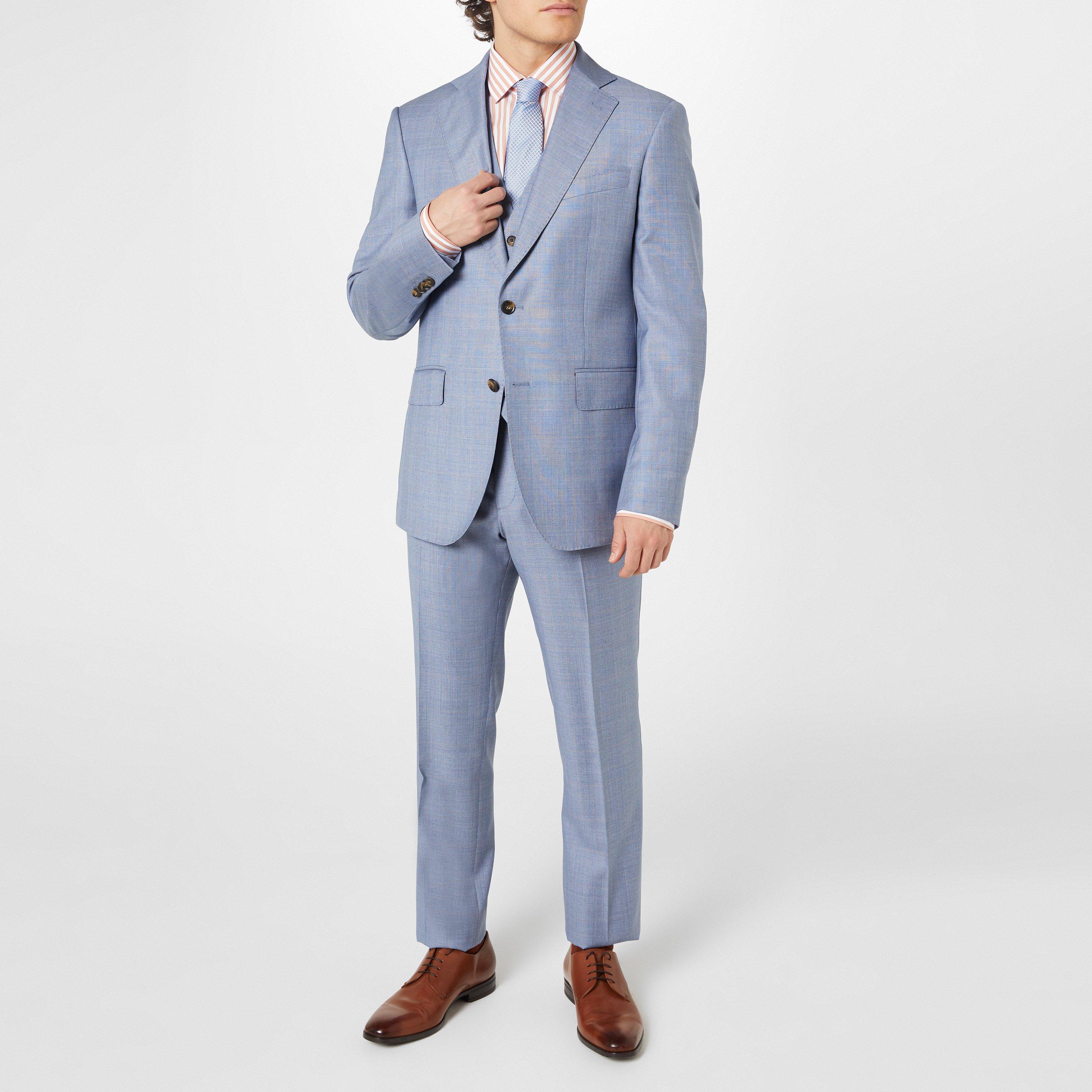 Light Blue Chk - Richard James - Rivulet Tailored Fit Waistcoat - 2