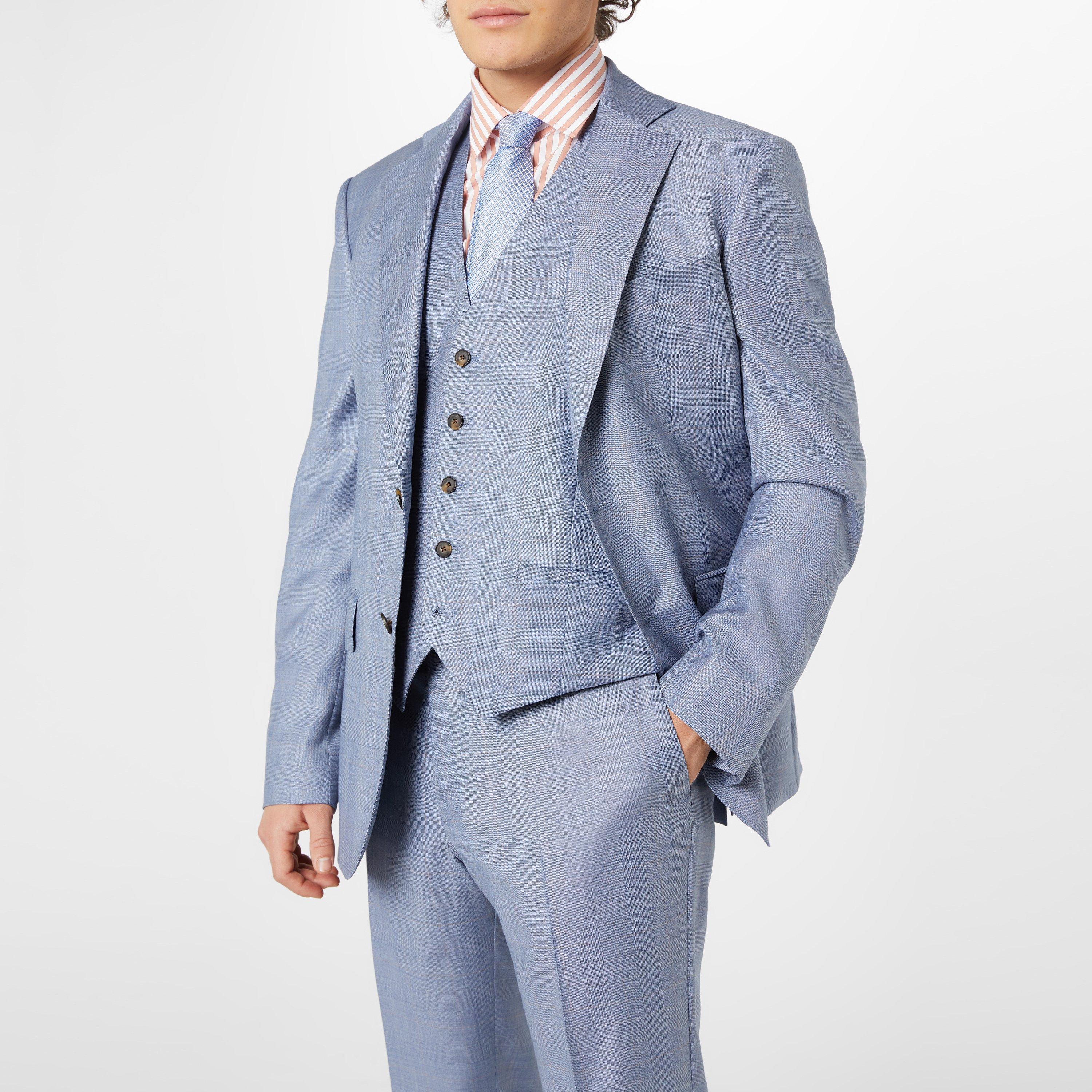 Light Blue Chk - Richard James - Rivulet Tailored Fit Waistcoat - 4