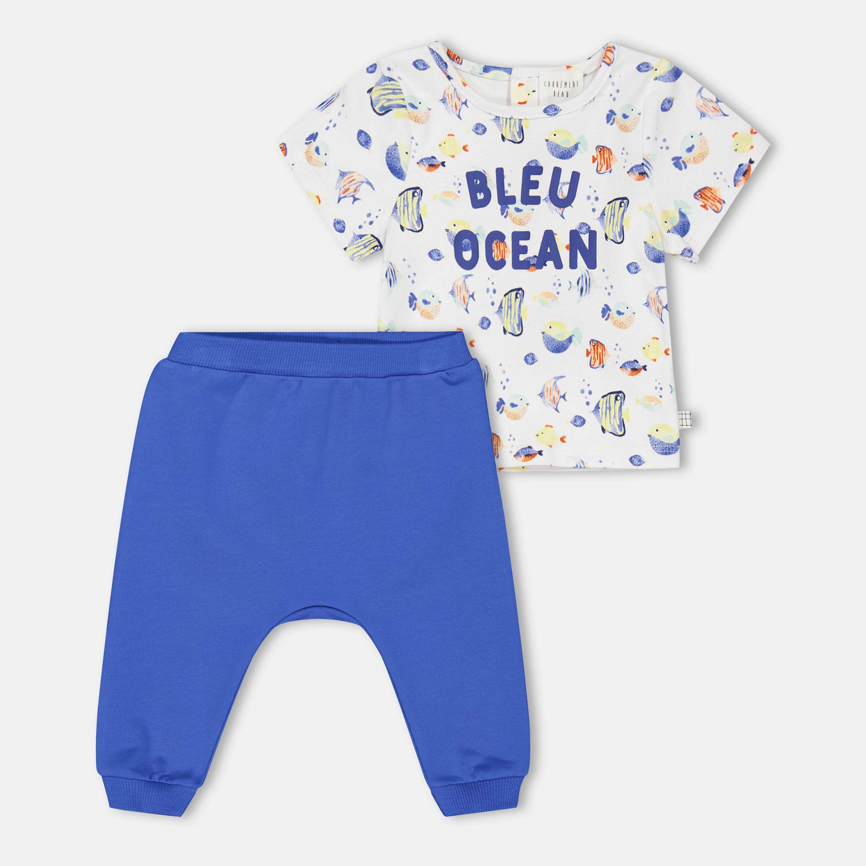 Carrement Beau  Newborn Kids' Clothing Set - Blue White - 6M