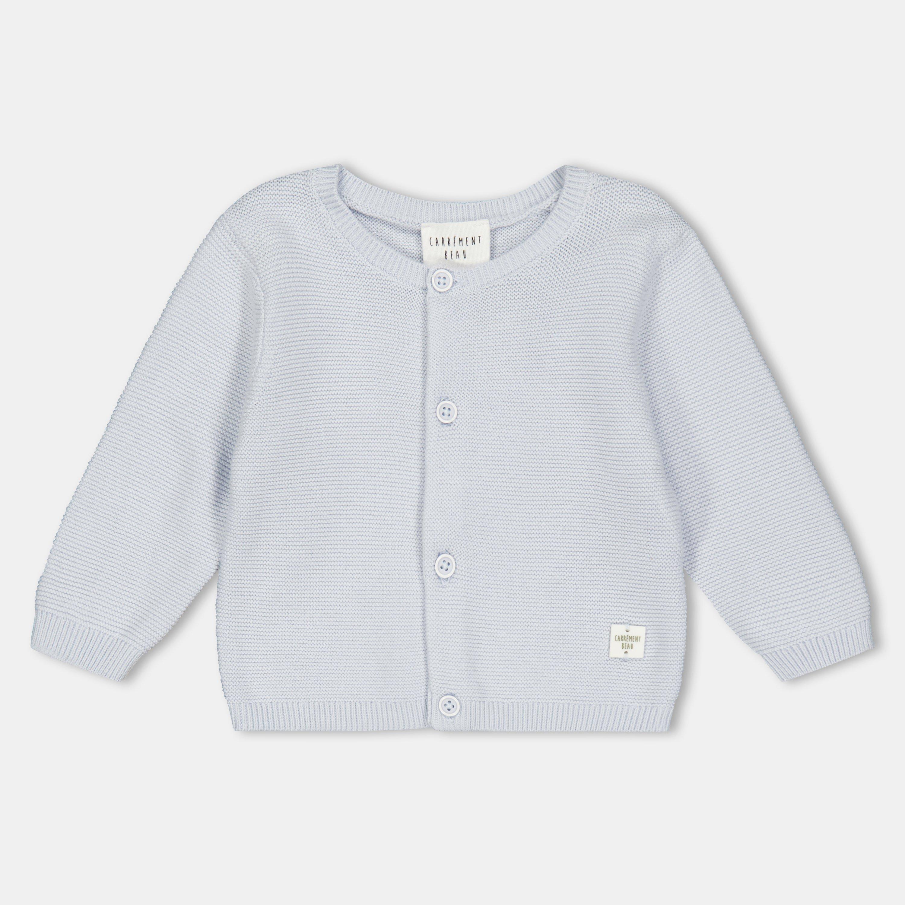 Pale Blue - Carrement Beau - Unisex Kids' Knitted Cardigan - 1