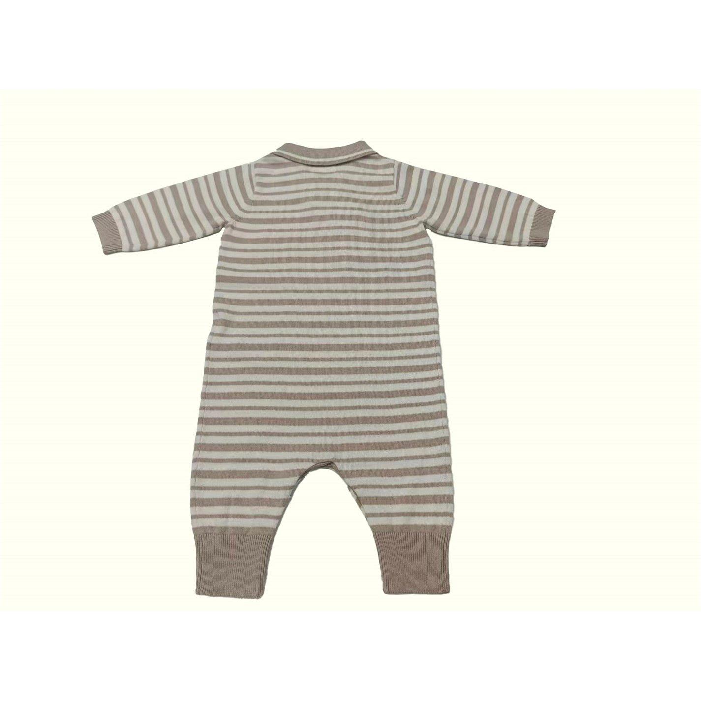 Humus - Pretty Green - Kids Striped Cotton Long Sleeve Romper - 2