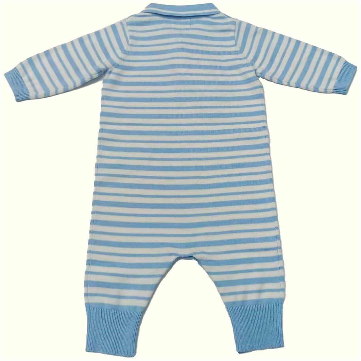 Frozen Fjord - Pretty Green - Kids Striped Cotton Long Sleeve Romper - 2
