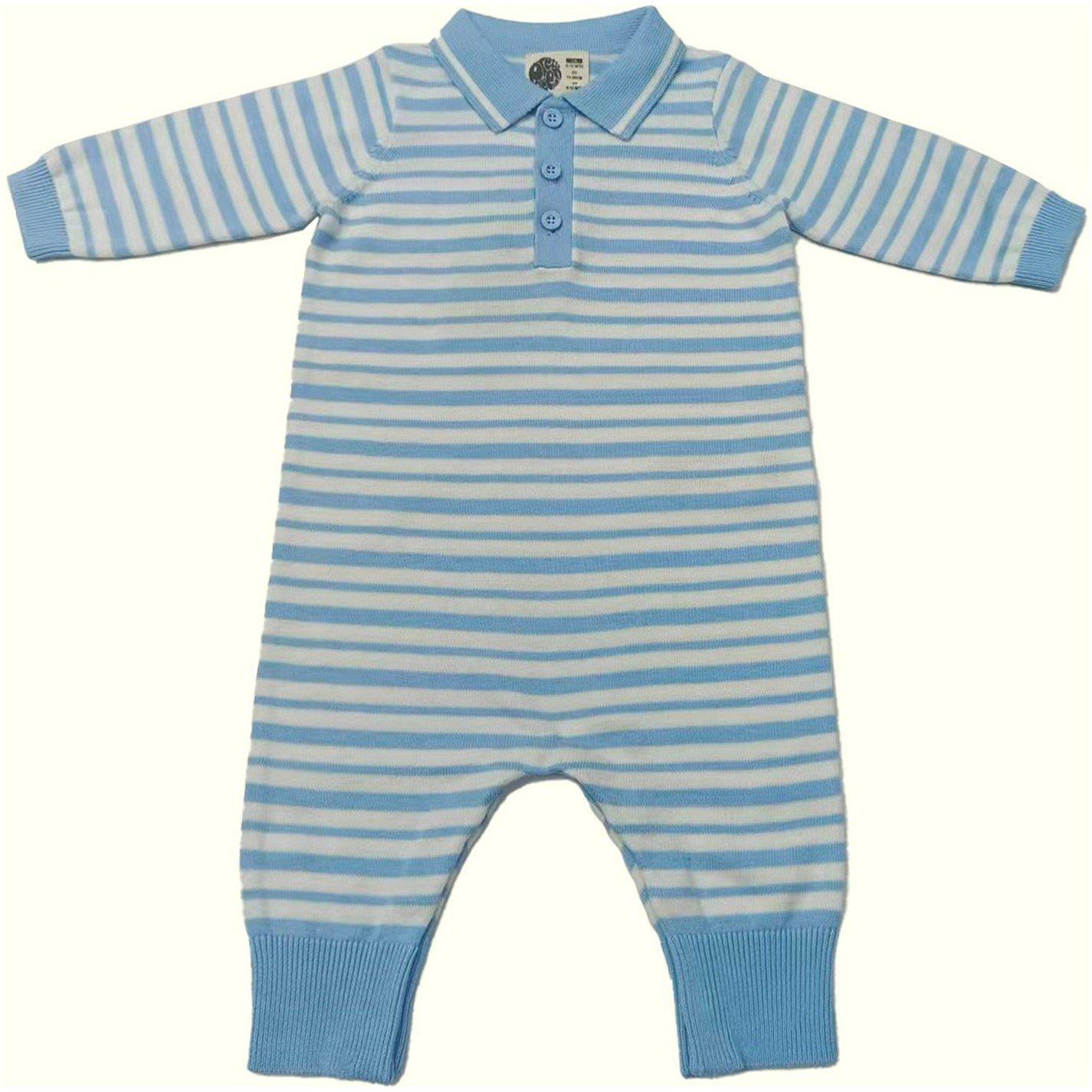 Frozen Fjord - Pretty Green - Kids Striped Cotton Long Sleeve Romper - 4
