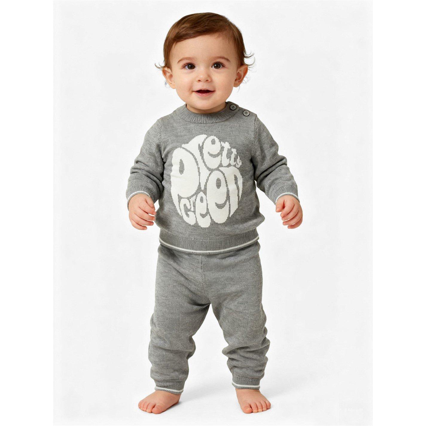 Grey Marl - Pretty Green - Kids Top and Trouser Pyjama Set - 1