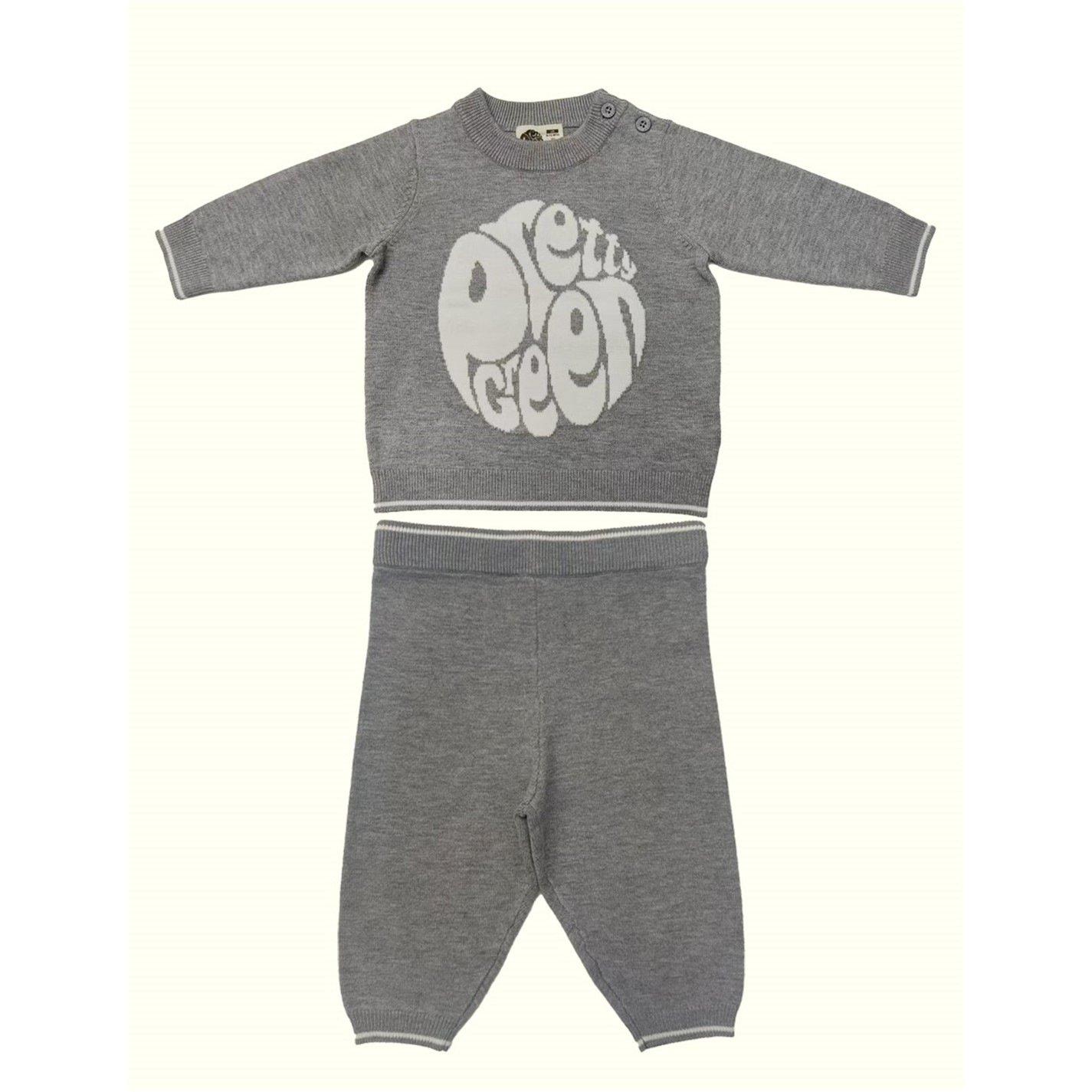 Grey Marl - Pretty Green - Kids Top and Trouser Pyjama Set - 4