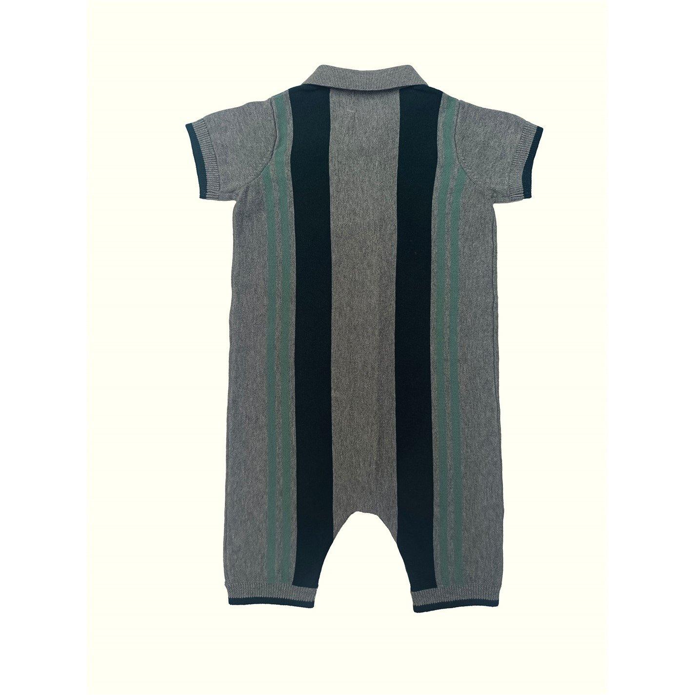 Multi - Pretty Green - Kids Striped Cotton Short Sleeve Onesie - 2