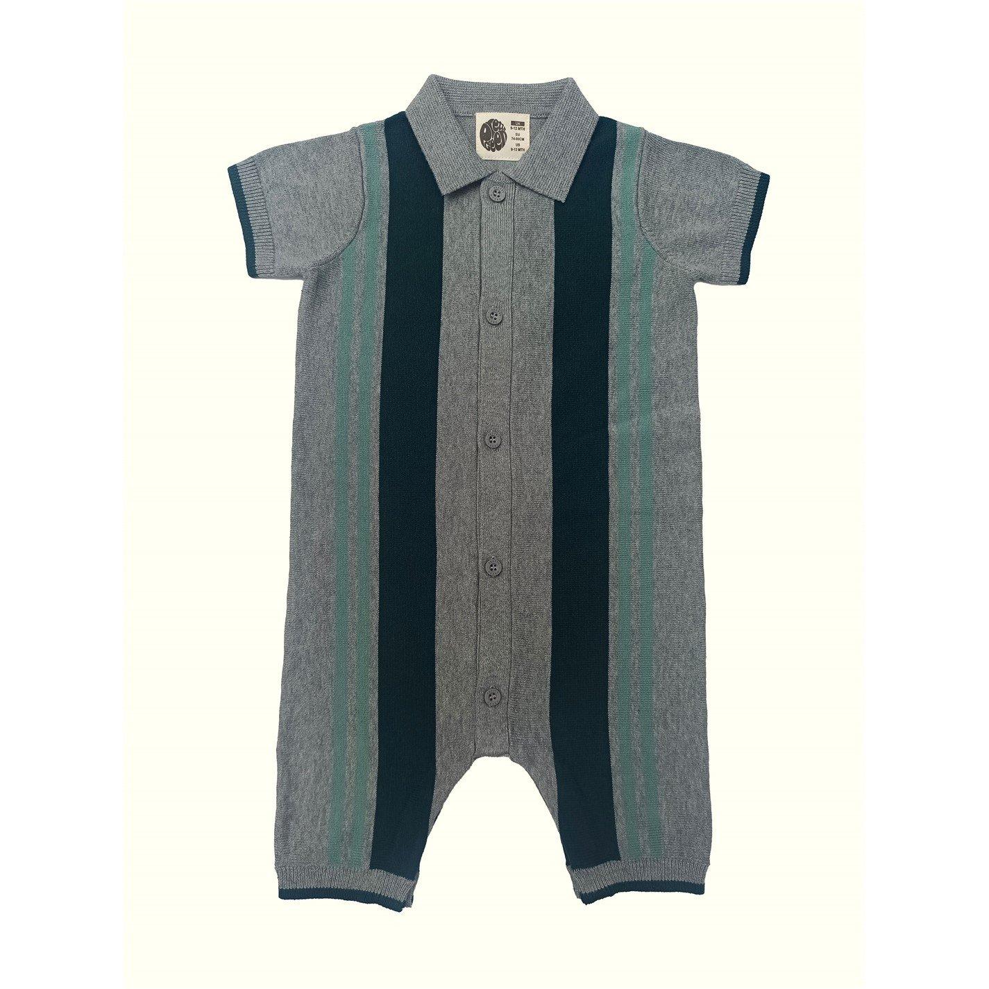 Multi - Pretty Green - Kids Striped Cotton Short Sleeve Onesie - 3