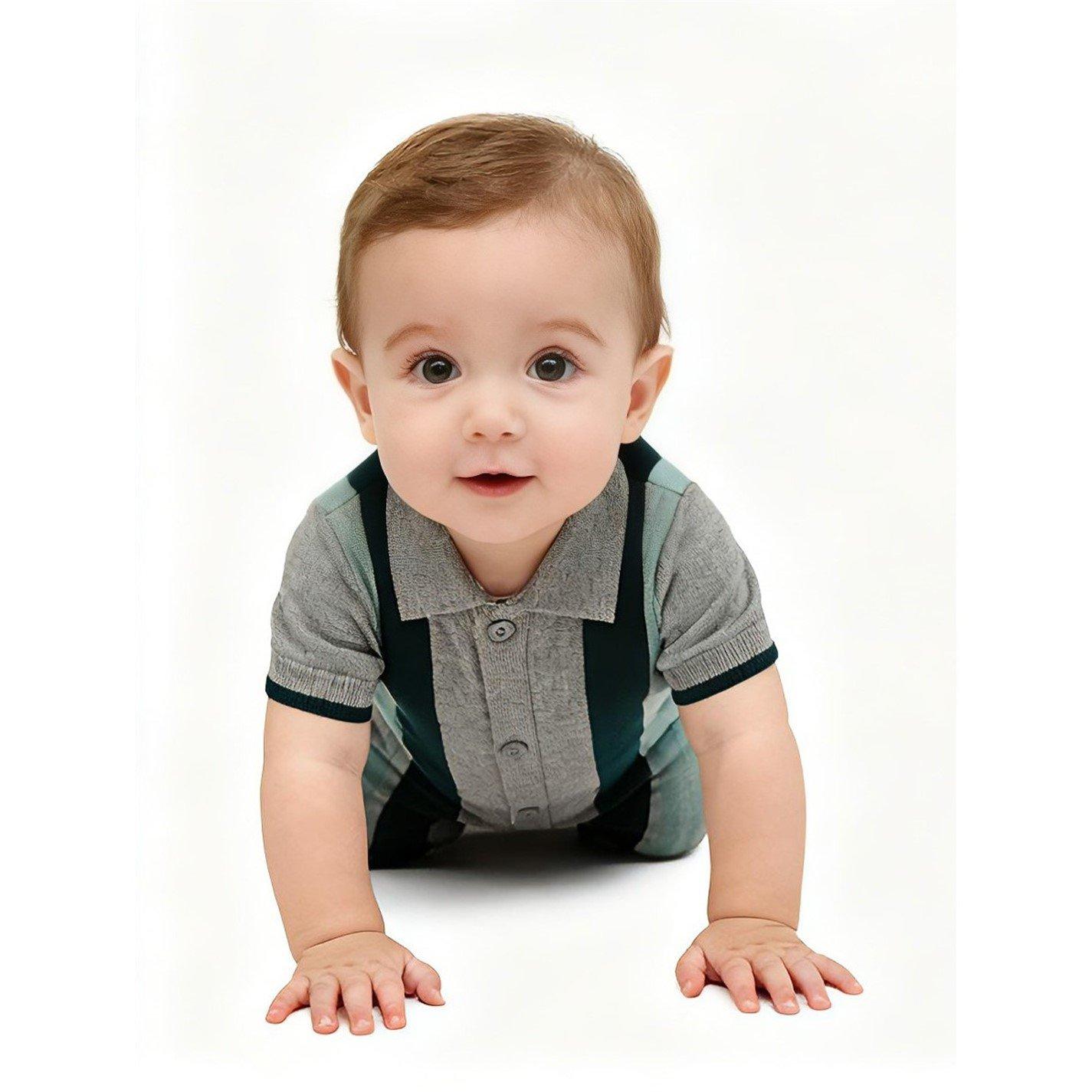 Multi - Pretty Green - Kids Striped Cotton Short Sleeve Onesie - 4
