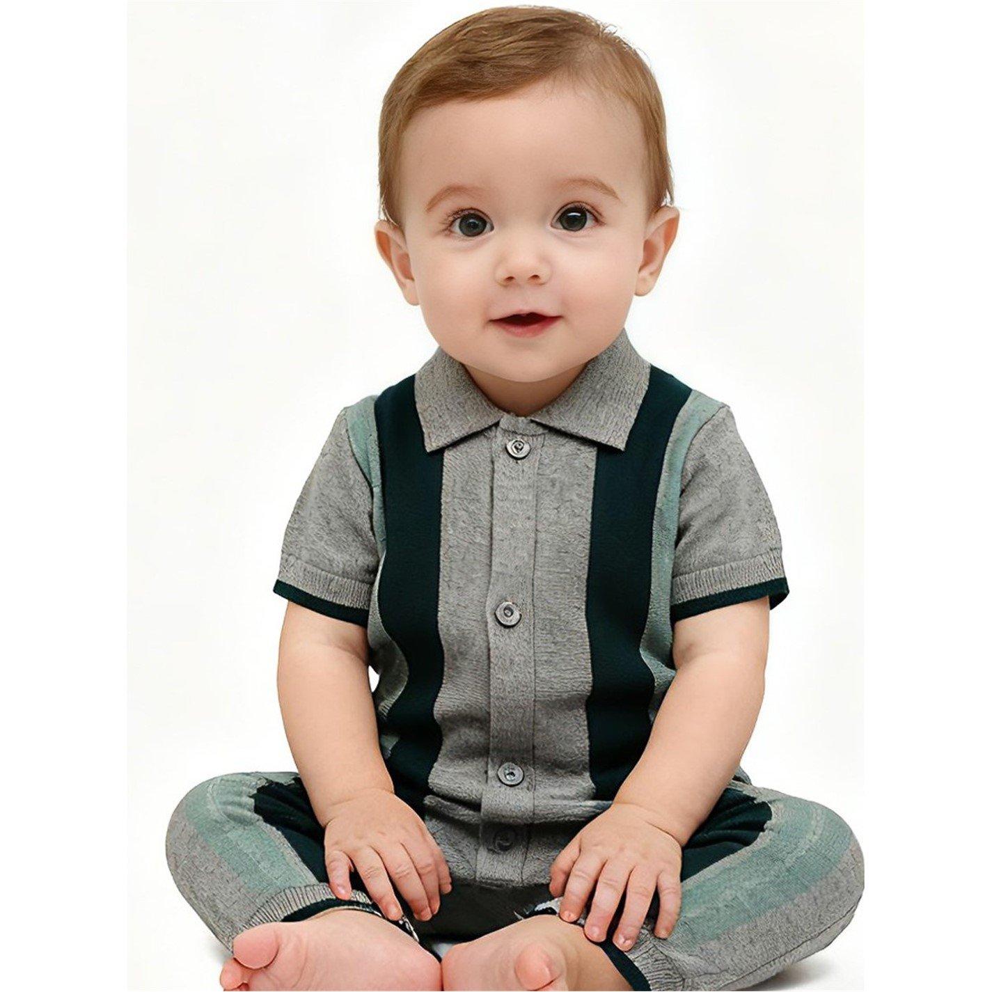 Multi - Pretty Green - Kids Striped Cotton Short Sleeve Onesie - 5