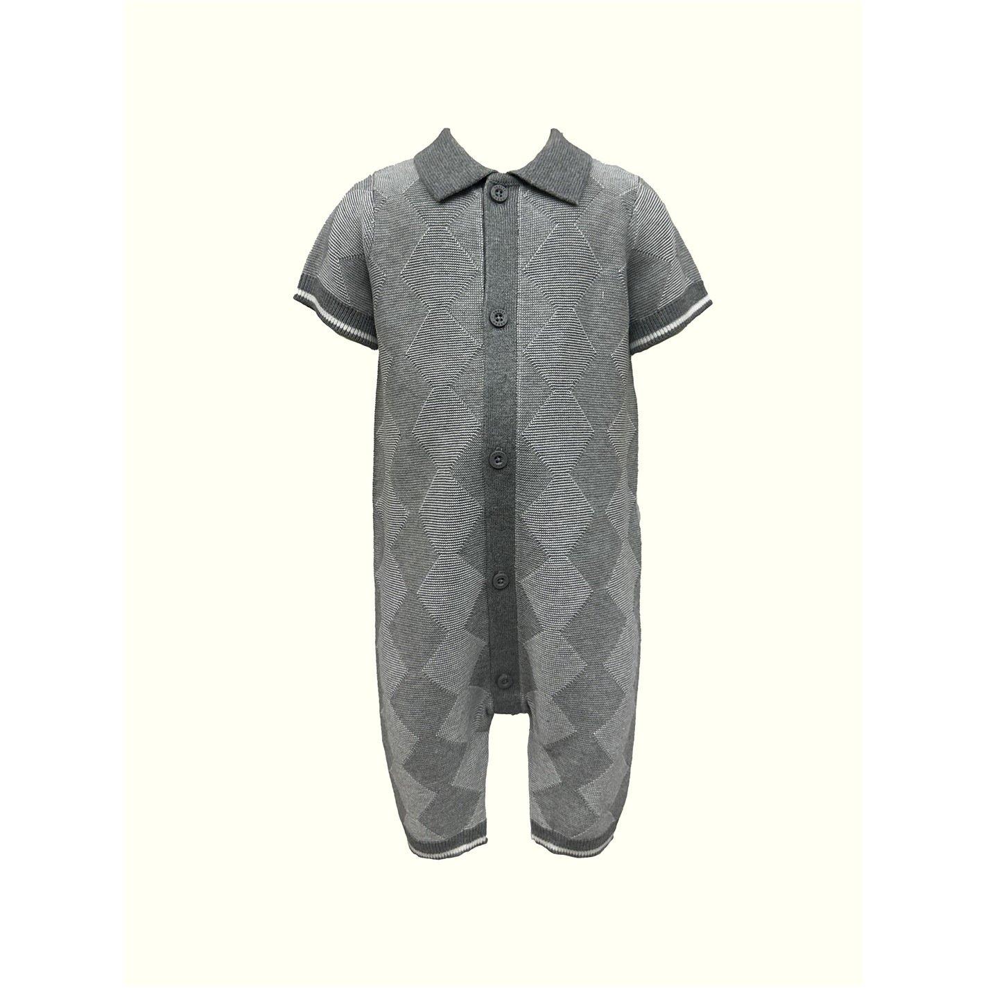 Multi - Pretty Green - Kids Checked Cotton Short Sleeve Polo Neck Onesie - 5