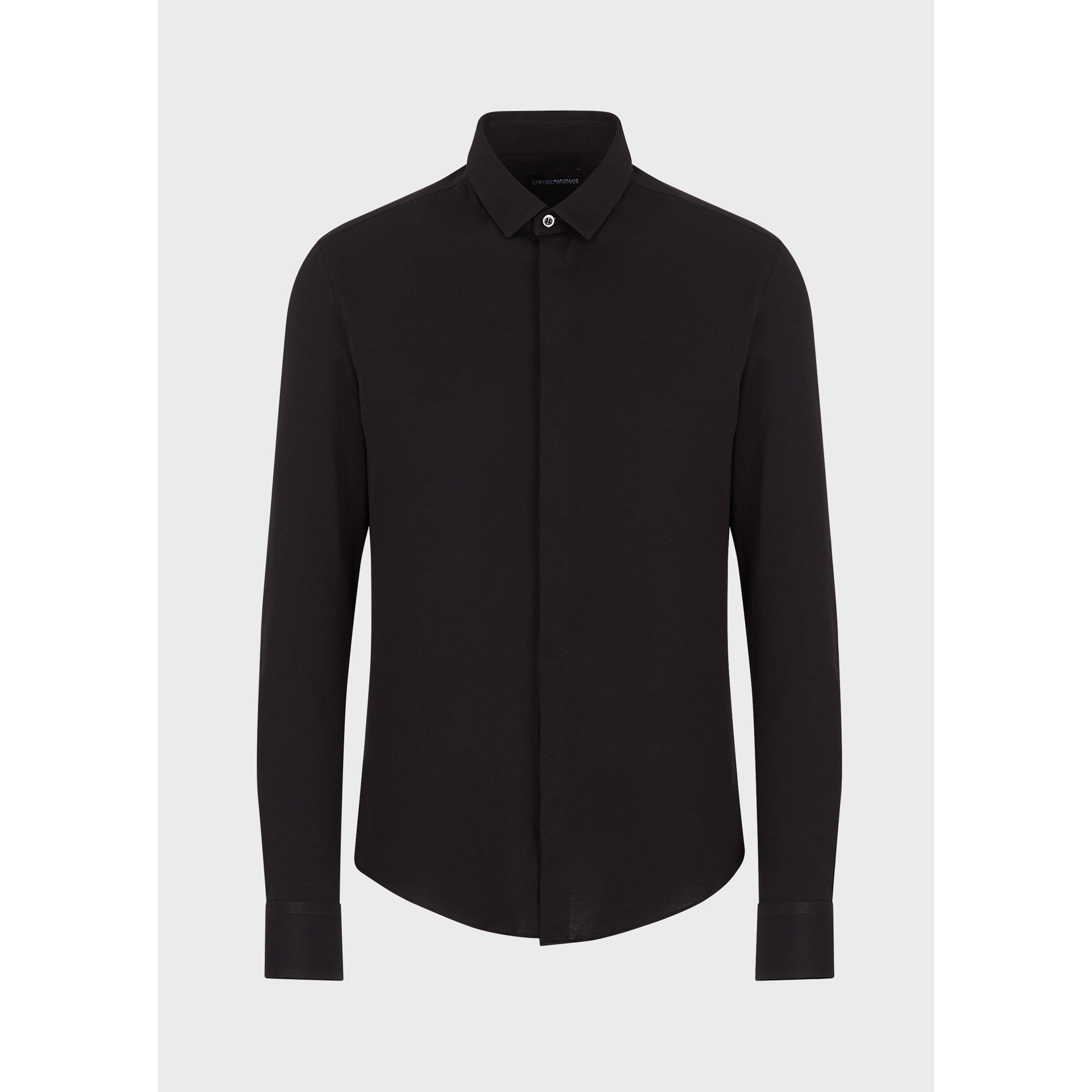 Black - Emporio Armani - Men's Classic Long-Sleeve Plain Shirt - 6