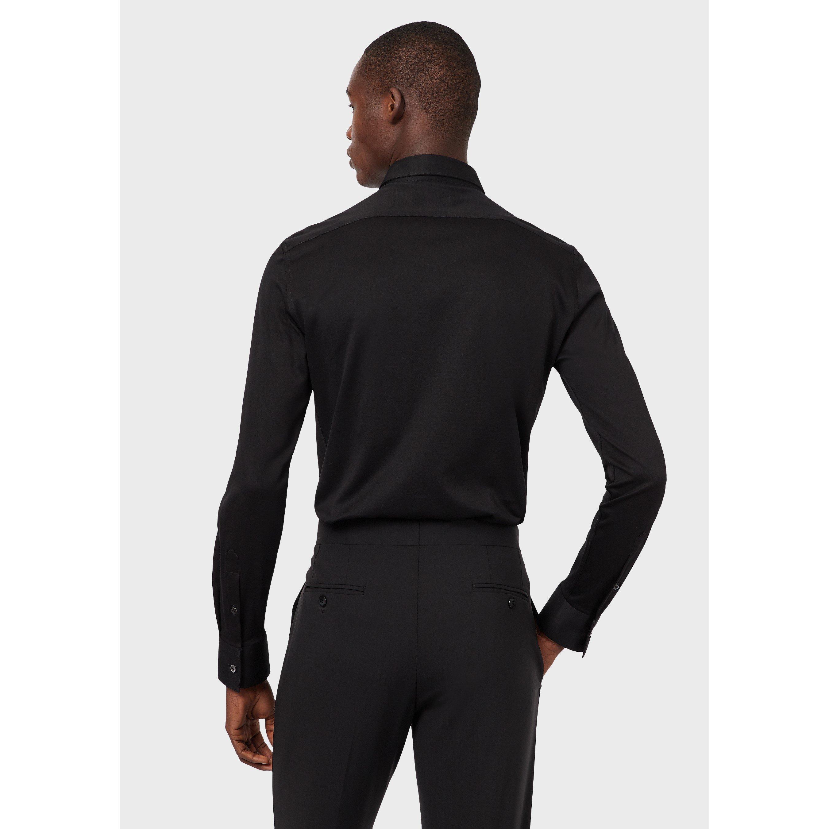 Black - Emporio Armani - Men's Classic Long-Sleeve Plain Shirt - 3