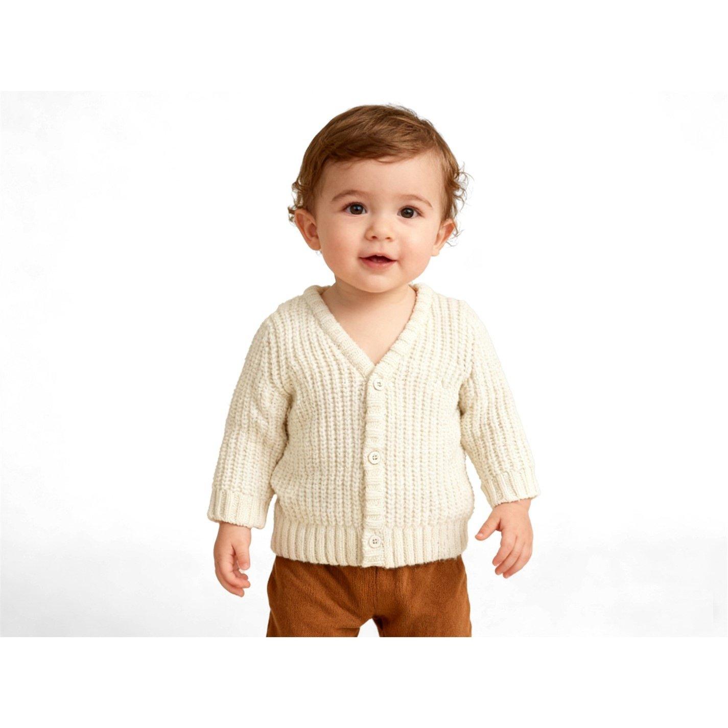 Beige - Jack Wills - Kids Chunky Knit Long Sleeve V-Neck Cardigan - 1