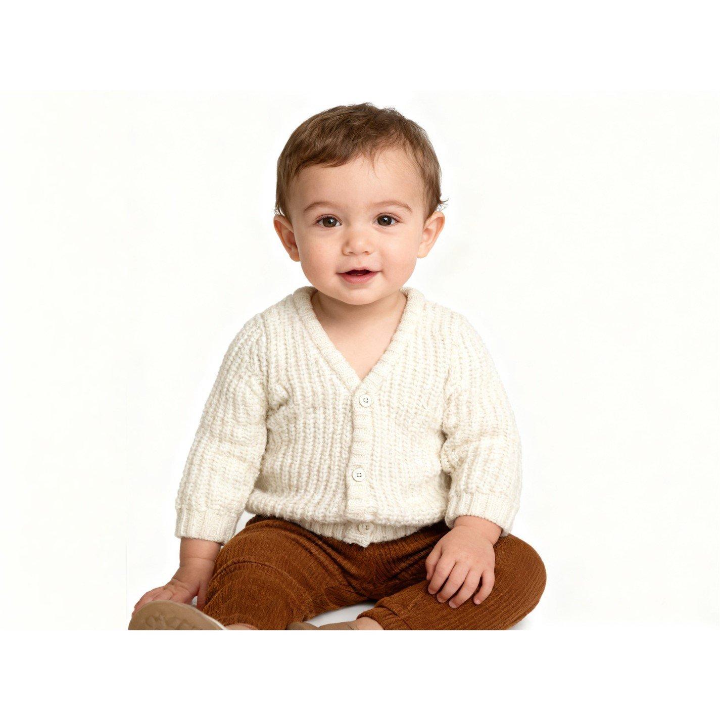 Beige - Jack Wills - Kids Chunky Knit Long Sleeve V-Neck Cardigan - 3