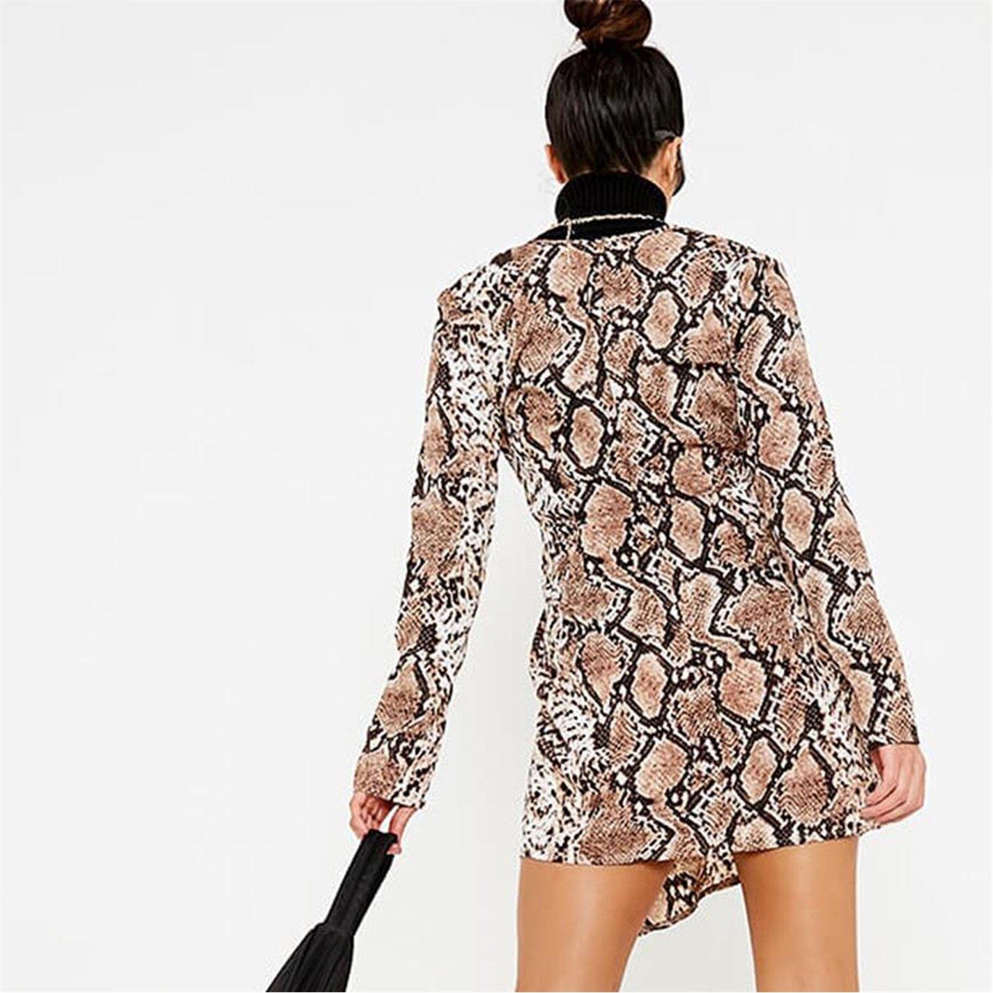 Brun - I Saw It First - ISAWITFIRST Woven Snake Print Plunge Neck Knot Front Dress - 3