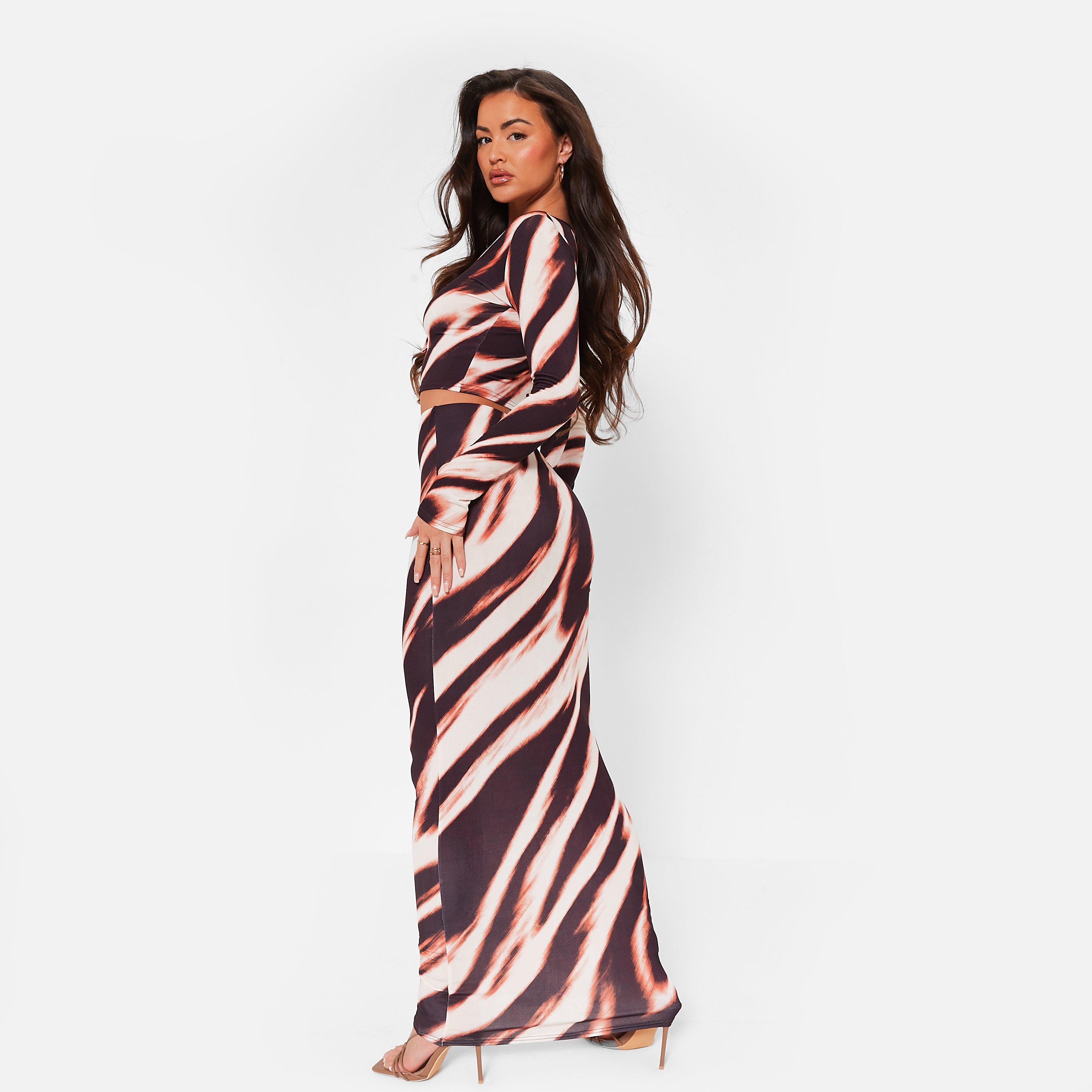 BLURRED ZEBRA - I Saw It First - Printed Slinky Maxi Skirt Co-Ord - 5