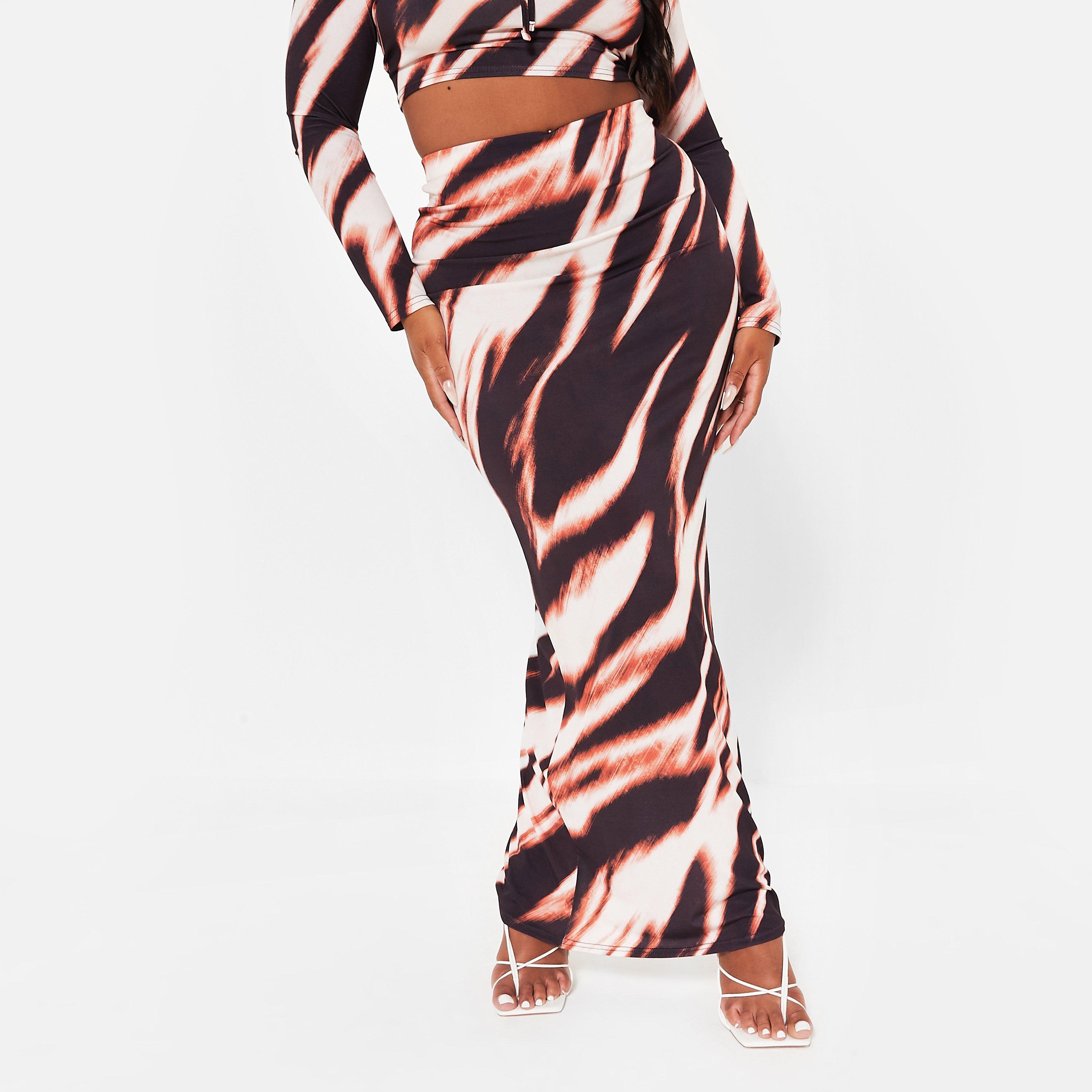 BLURRED ZEBRA - I Saw It First - Printed Slinky Maxi Skirt Co-Ord - 8