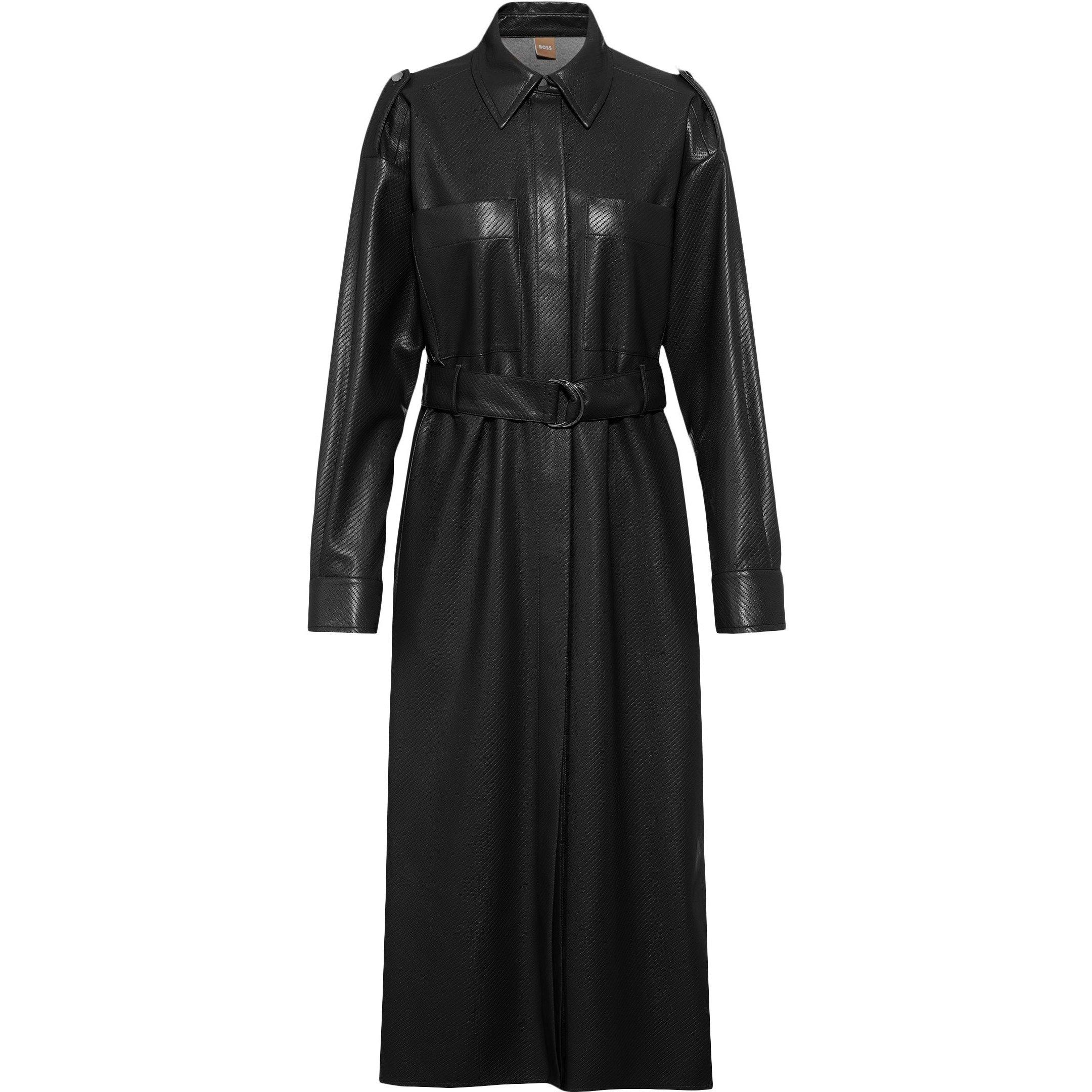 Black 001 - Boss - Women's Delaxa Dress, Synthetic-Coated Faux Leather - 5