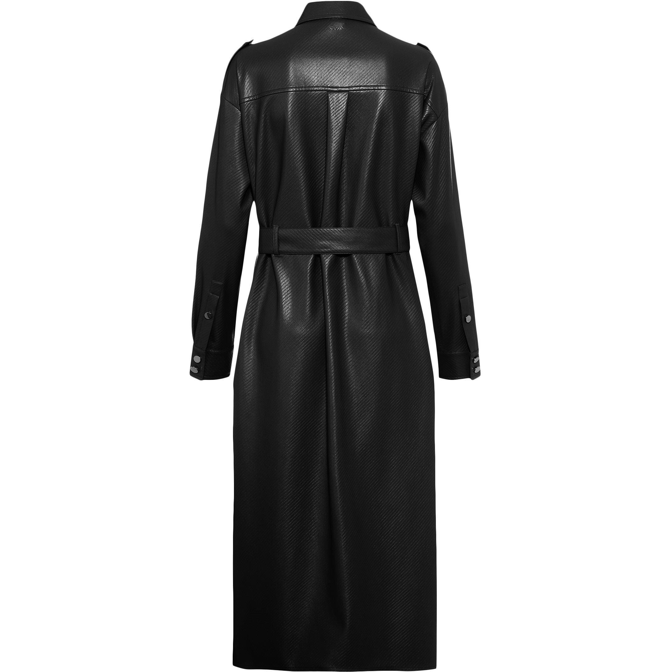 Black 001 - Boss - Women's Delaxa Dress, Synthetic-Coated Faux Leather - 6