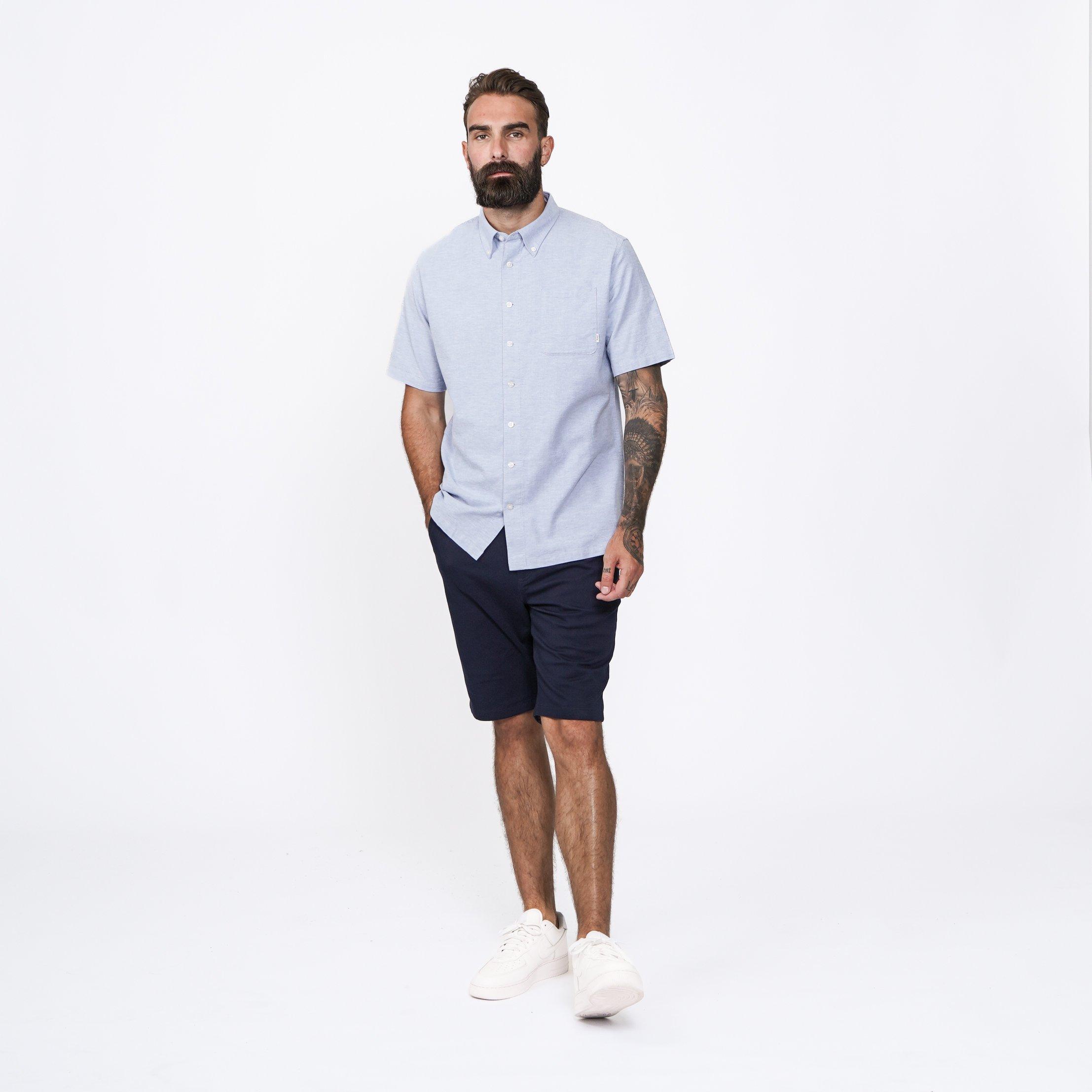 Firetrap Men's Oxford Short Sleeve Shirt - Grey - M