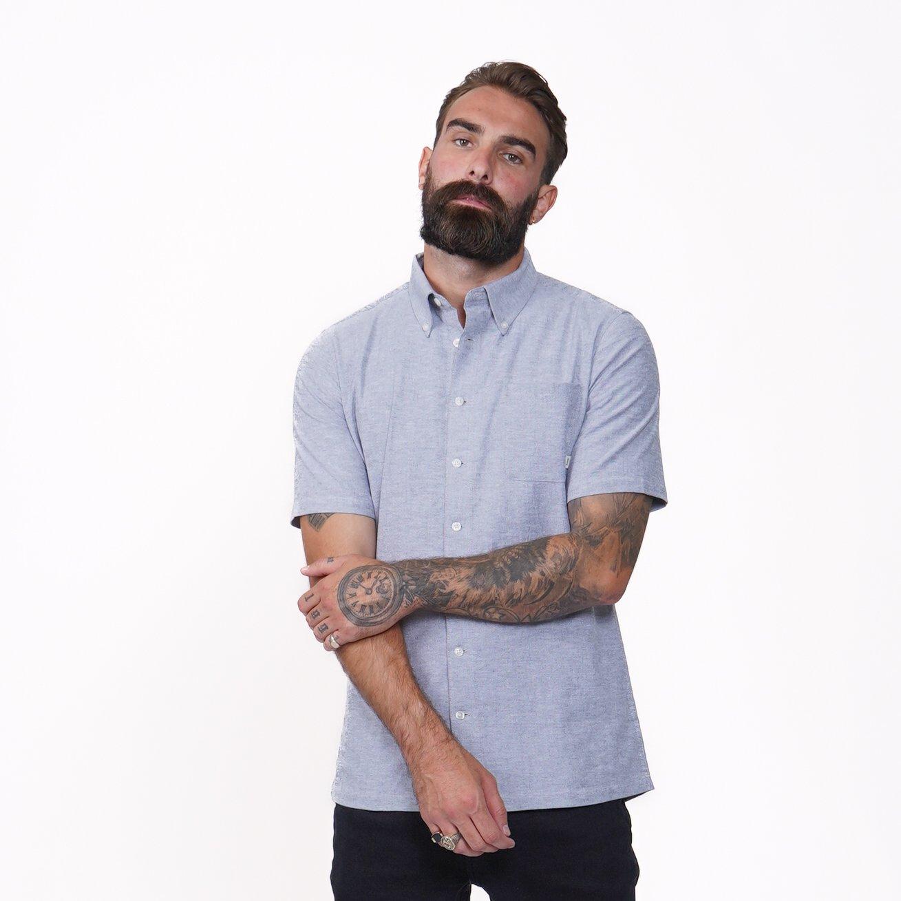 Blue - Firetrap - Oxford Short Sleeve Shirt Mens - 1