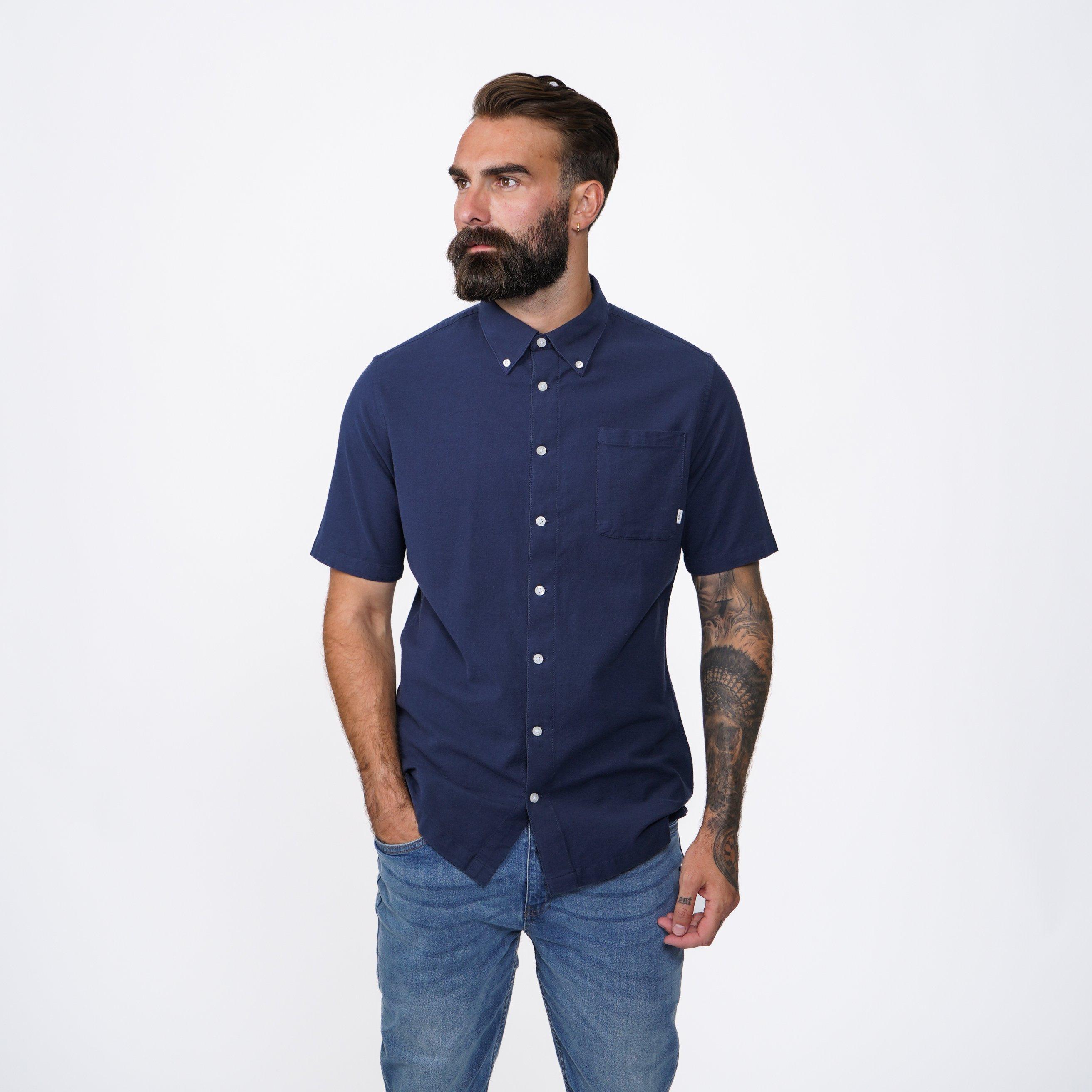 Firetrap Men's Oxford Short Sleeve Shirt - Navy - S