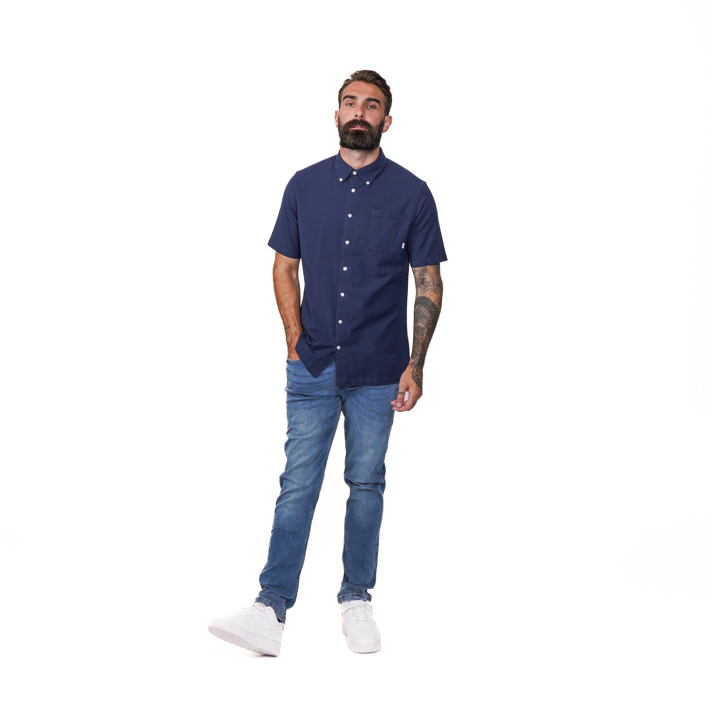 Azul Marinho - Firetrap - Oxford Short Sleeve Shirt Mens - 2