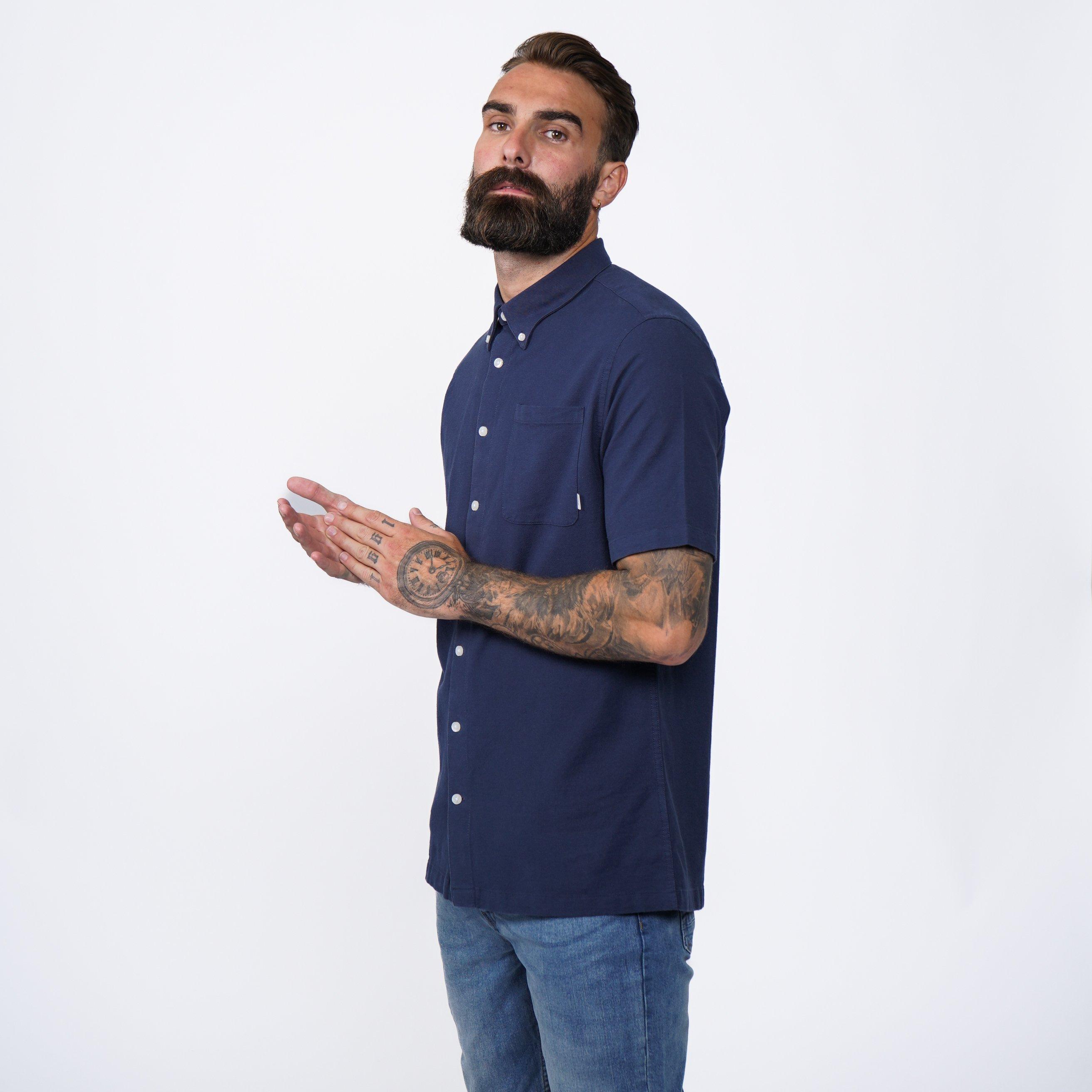 Azul Marinho - Firetrap - Oxford Short Sleeve Shirt Mens - 3
