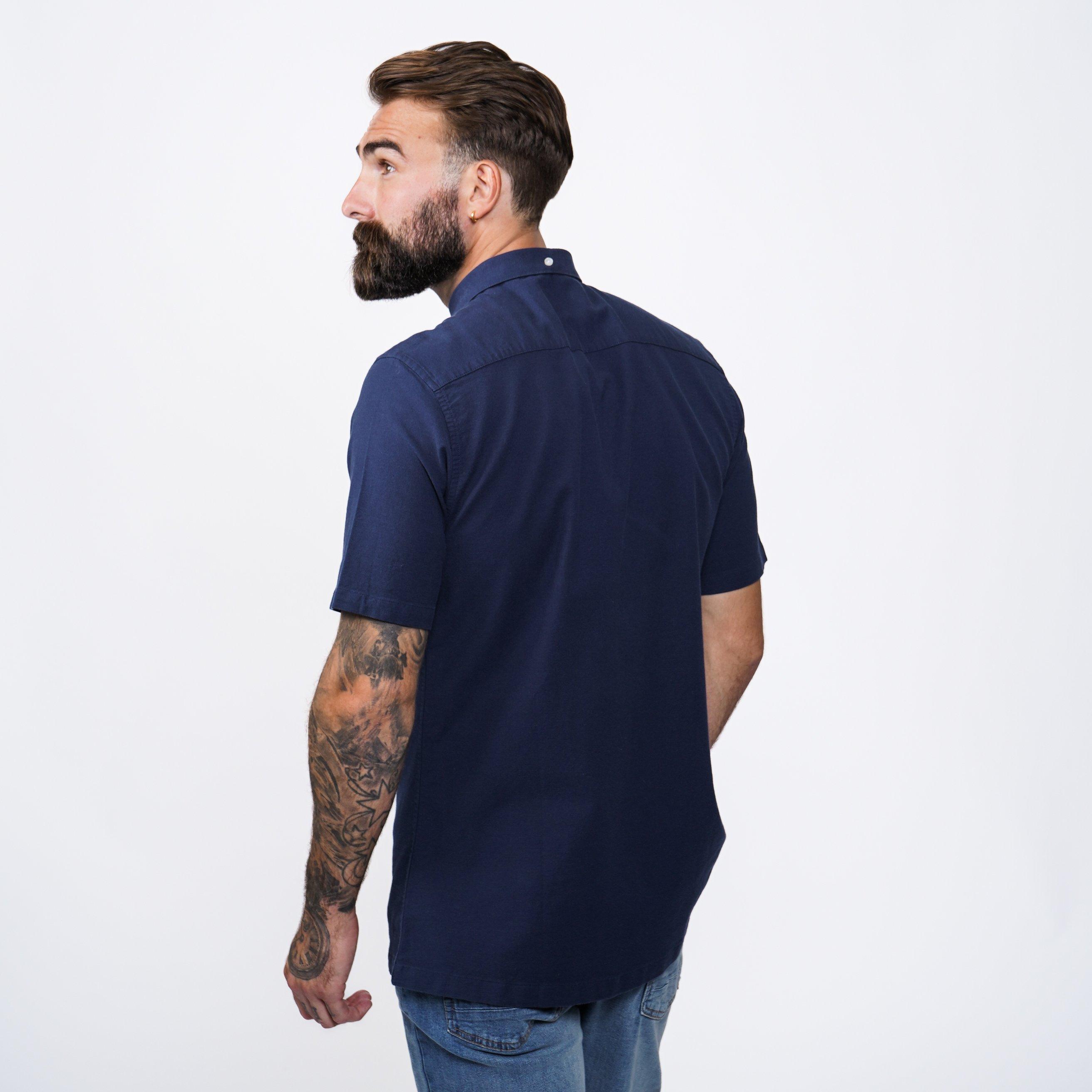 Azul Marinho - Firetrap - Oxford Short Sleeve Shirt Mens - 4