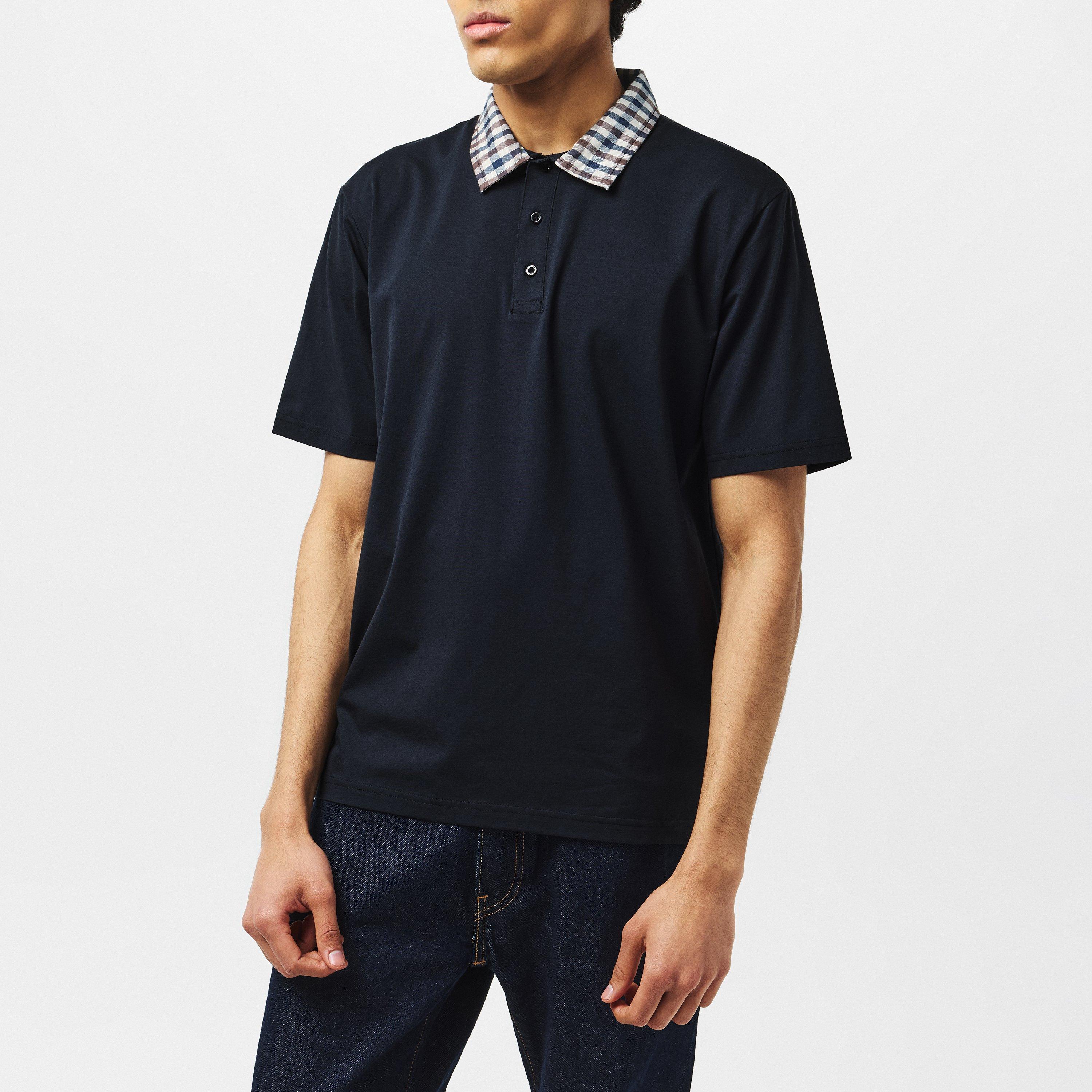 Black - Aquascutum - Check Collar Shirt - 3