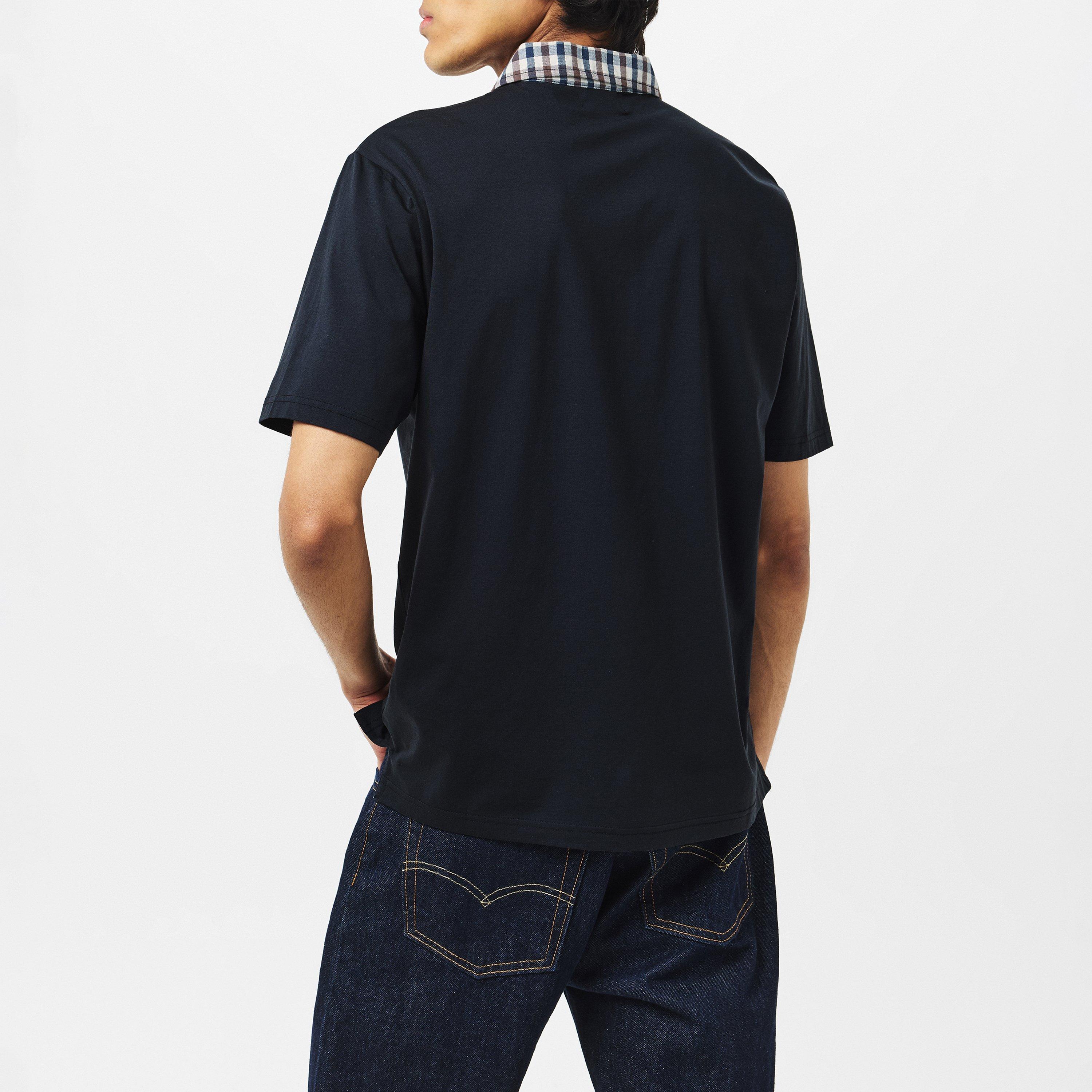 Black - Aquascutum - Check Collar Shirt - 4