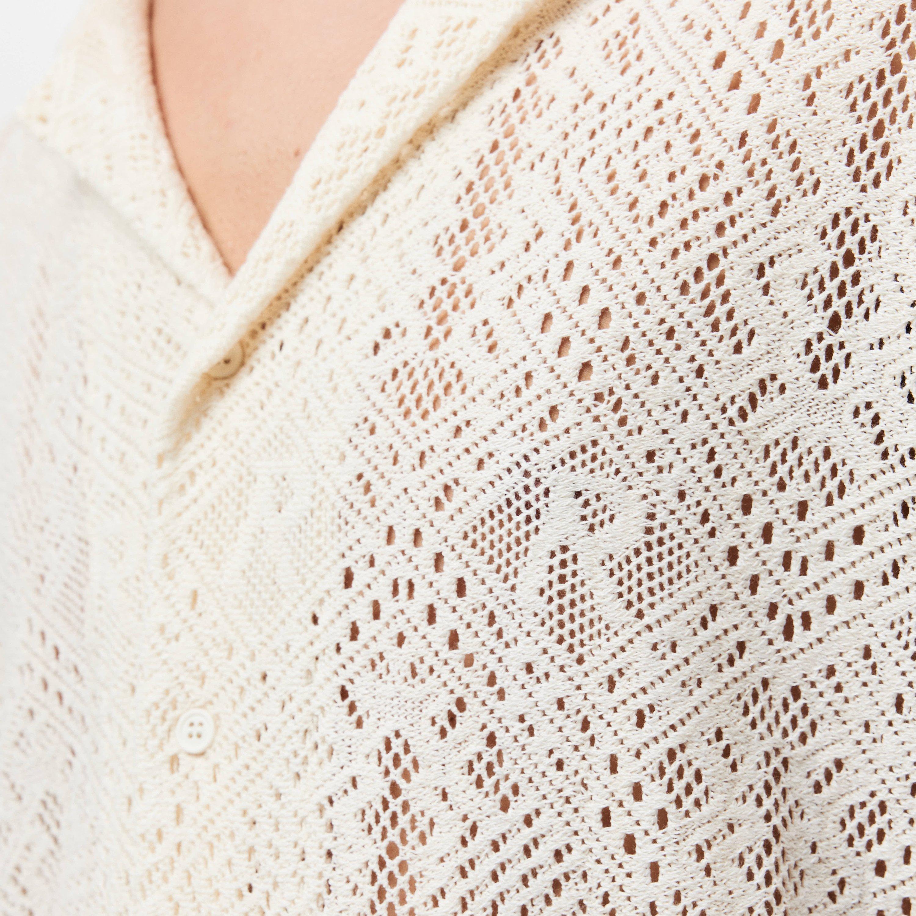 Off White - Represent - Men's Rep All Over Crochet Cotton Short Sleeve Shirt - 5