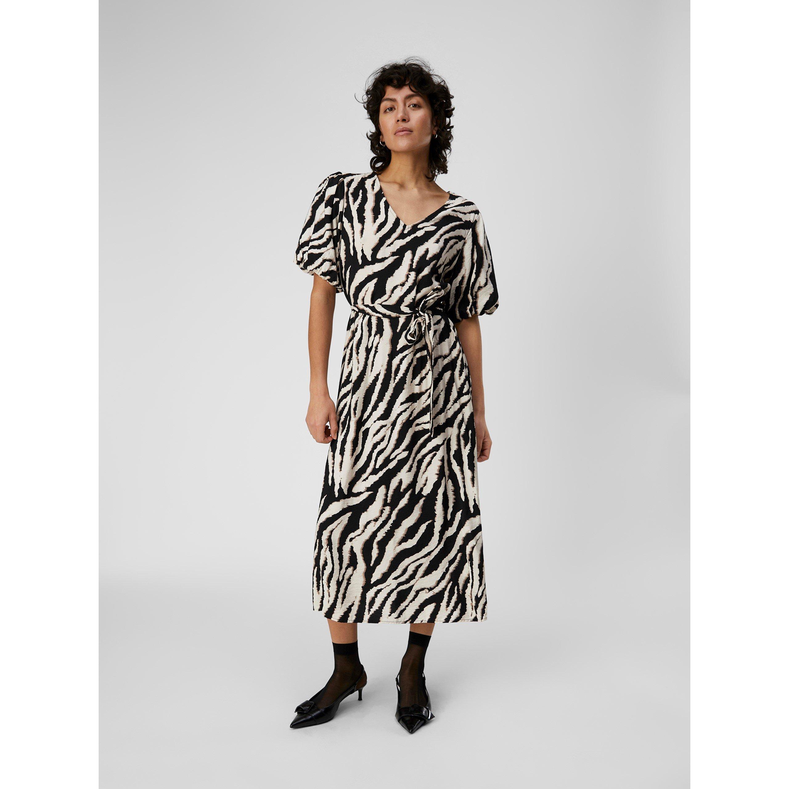 Object Women's Jacira Midi Belted Dress - Fossil Zebra - 8 (36)