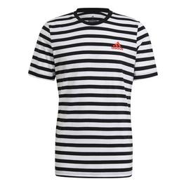 adidas Essentials Stripey Embroidered Logo T Shirt Mens