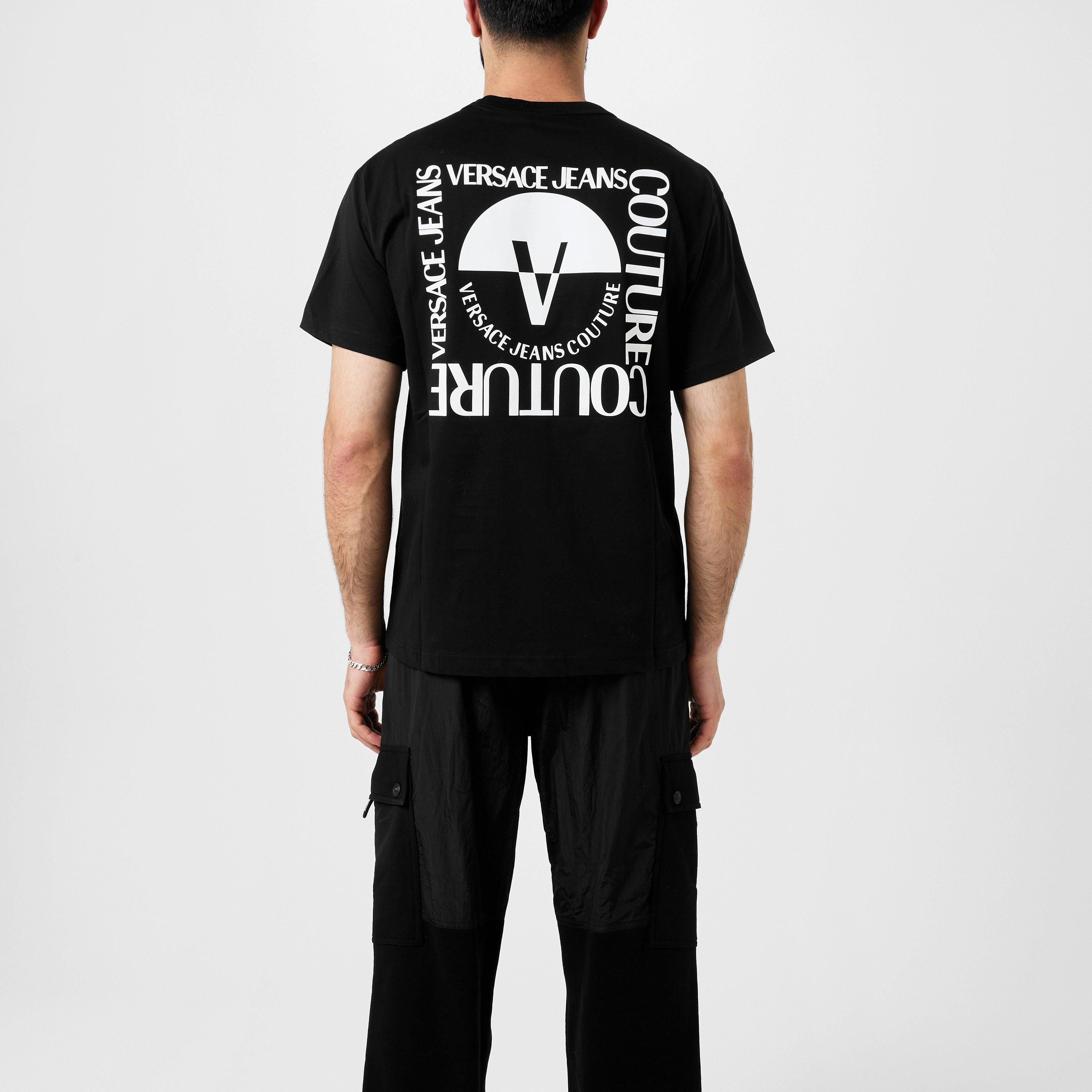 【関税&送料込】Versace Jeans Couture T-Shirt V-Emblem Outli Versace Jeans Couture V Emblem T Shirt Black | Mainline
