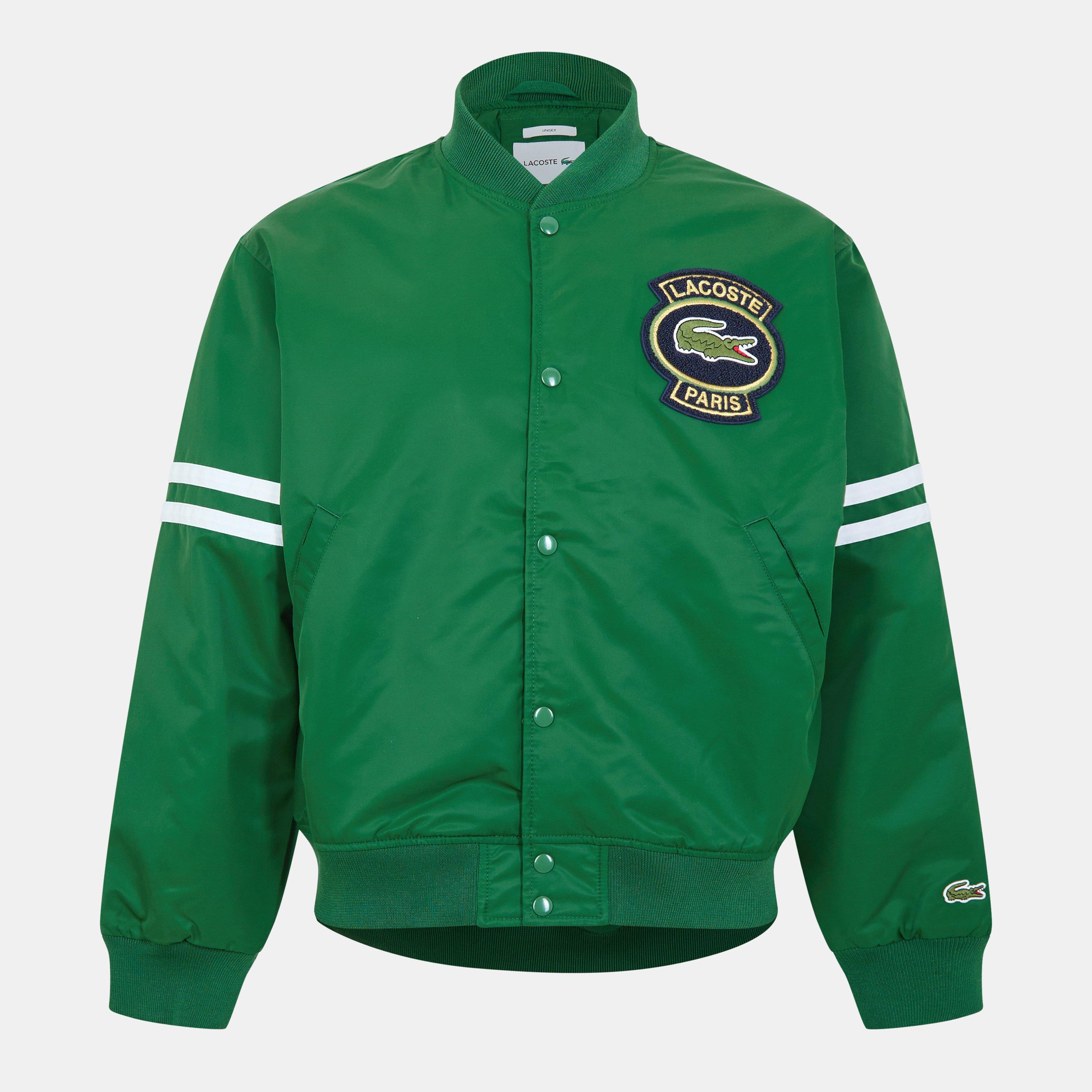 Lacoste Men's Green Long Sleeve Varsity Jacket - 2XS