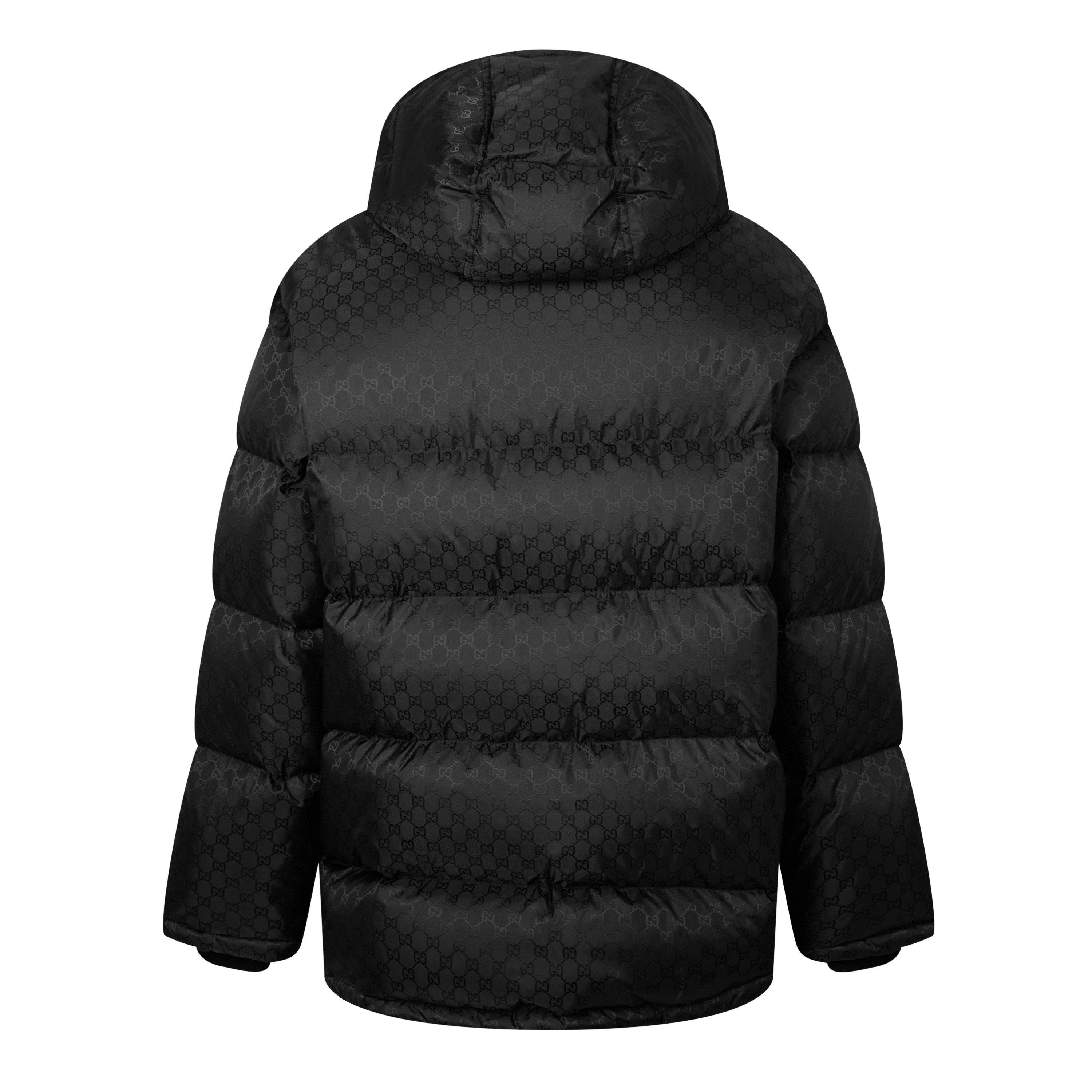 Black/Mix - Gucci - Men's GG Nylon Jacquard Web Long Sleeve Short Puffer Jacket - 8