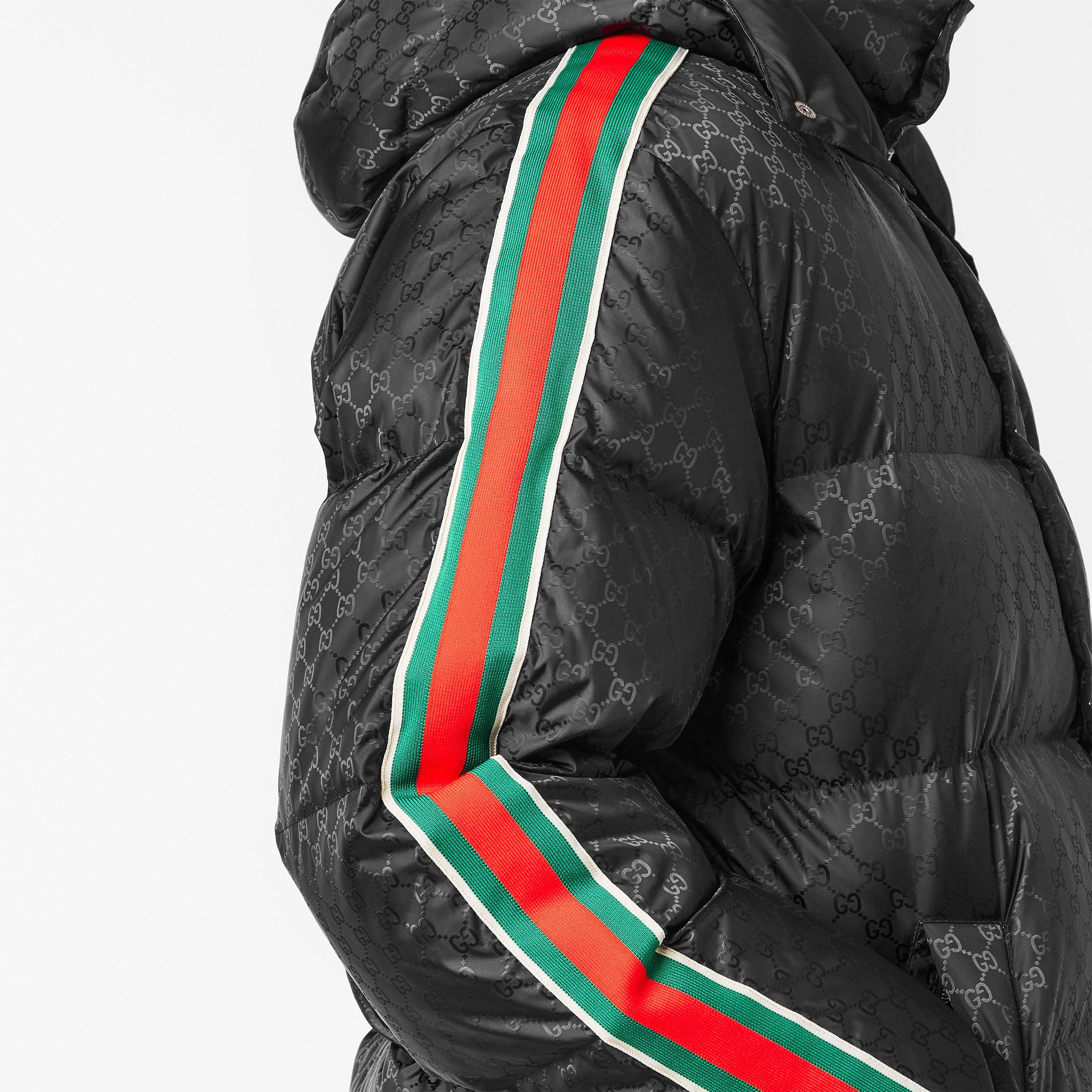 Black/Mix - Gucci - Men's GG Nylon Jacquard Web Long Sleeve Short Puffer Jacket - 5