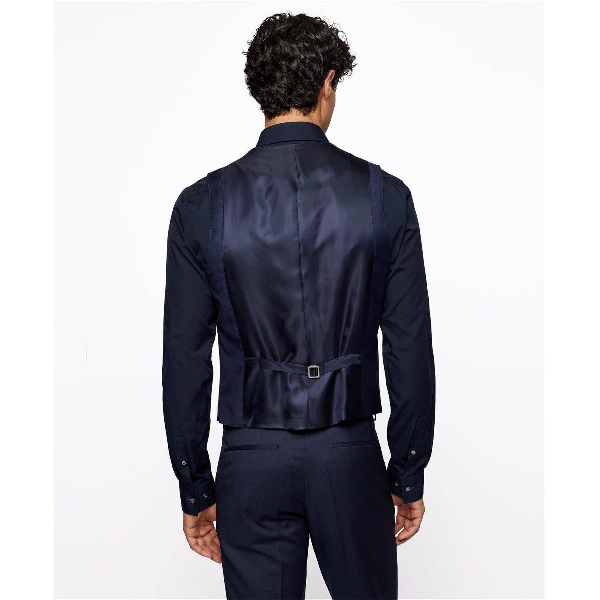 Navy - Boss - Men's Tailored Fit Performance Waistcoat - 3