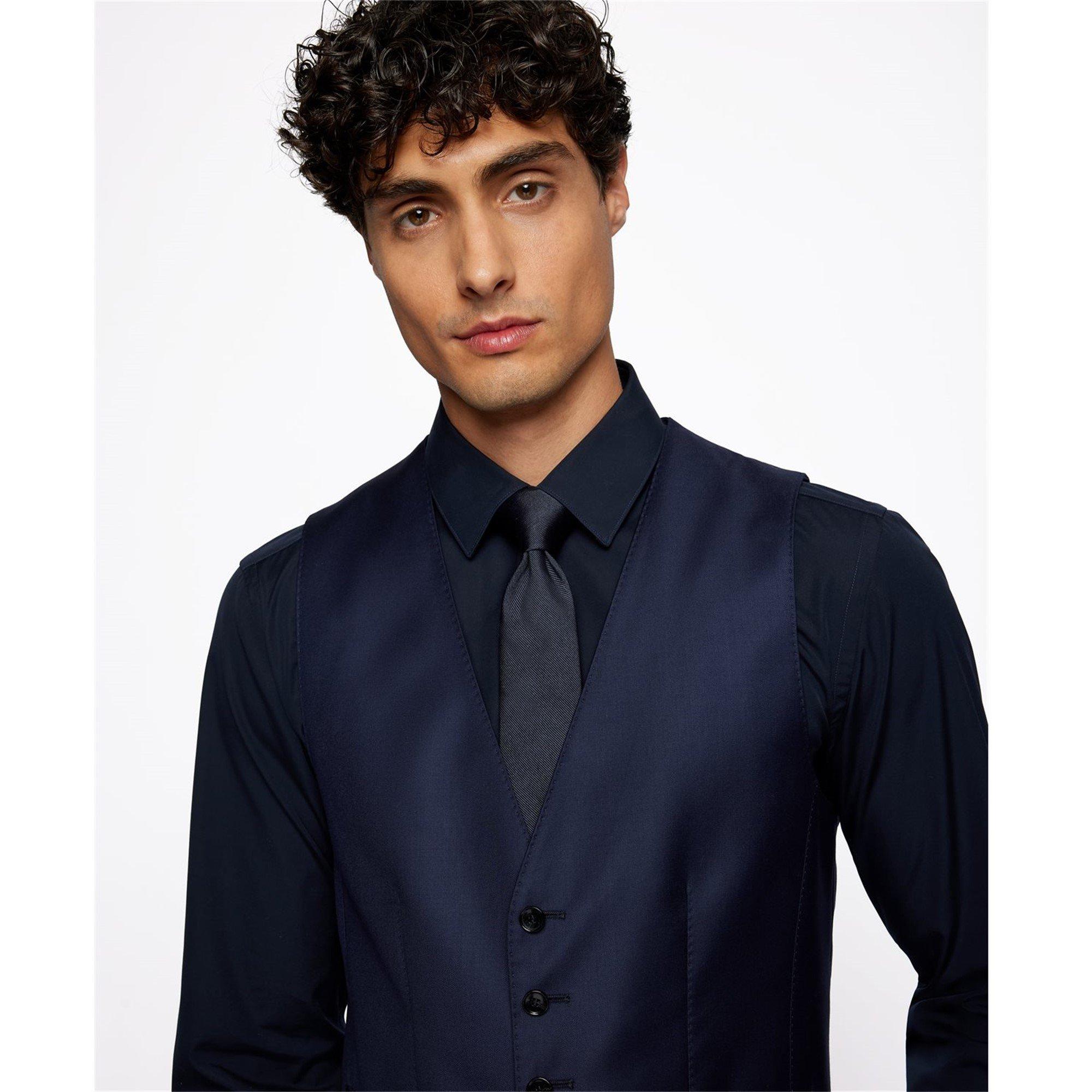 Navy - Boss - Men's Tailored Fit Performance Waistcoat - 4