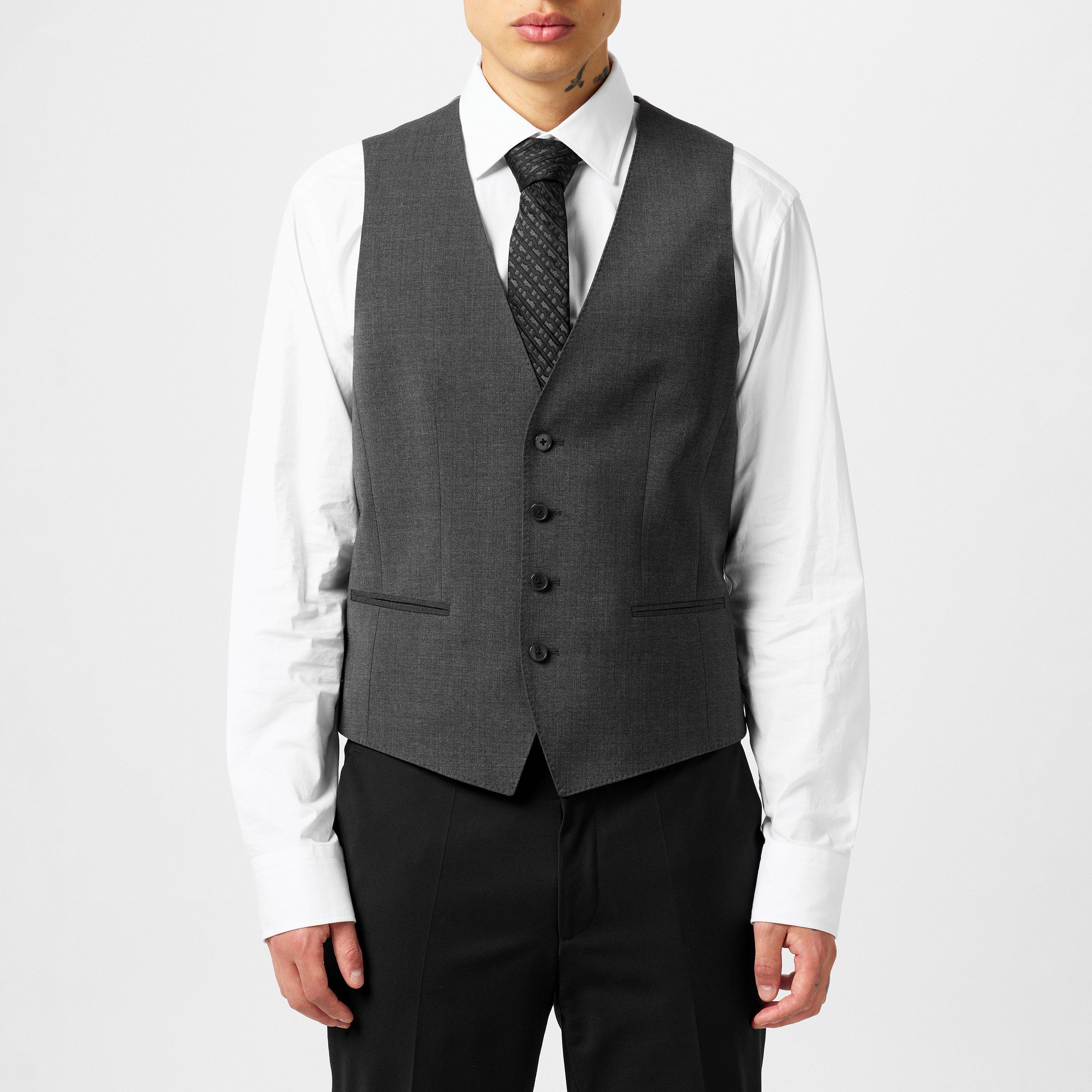 Grey 028 - Boss - Men's HBB Jasper Slim-fit Waistcoat - 2