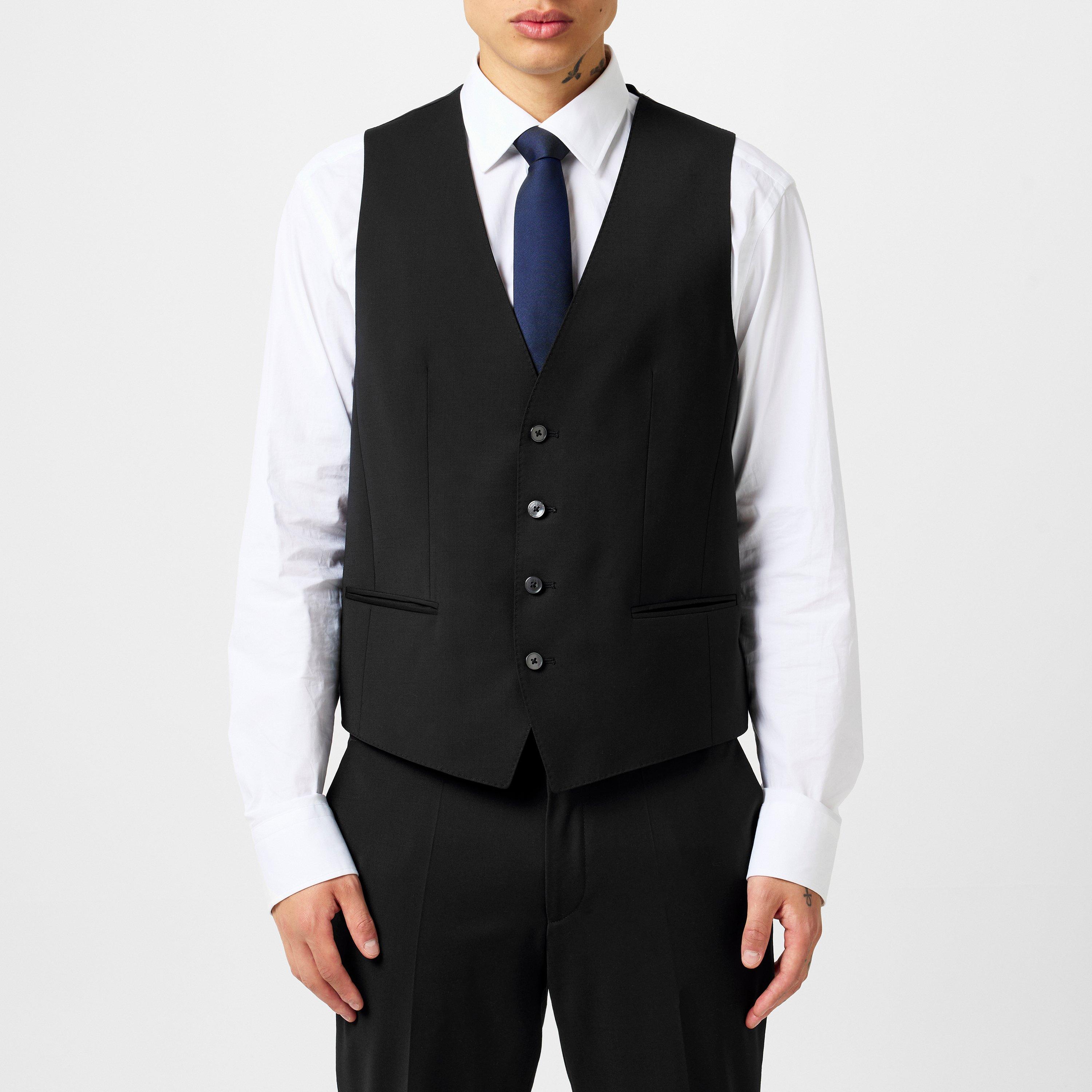 Black 001 - Boss - Men's HBB Jasper Slim-fit Waistcoat - 3
