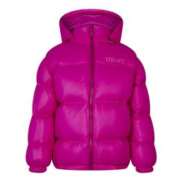 Versace Logo Embroidered Down Jacket Junior Girls