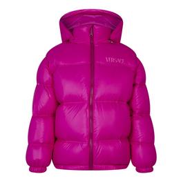 Versace Logo Embroidered Down Jacket Junior Girls