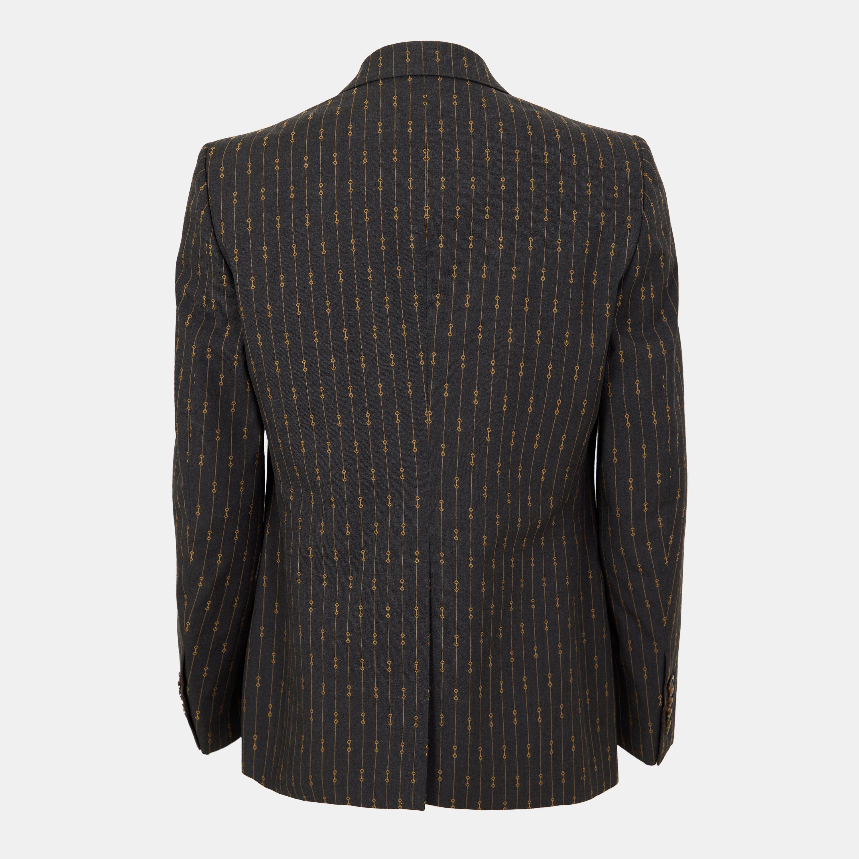 Dark Grey/Beige - Gucci - Horsebit Striped Formal Suit - 2