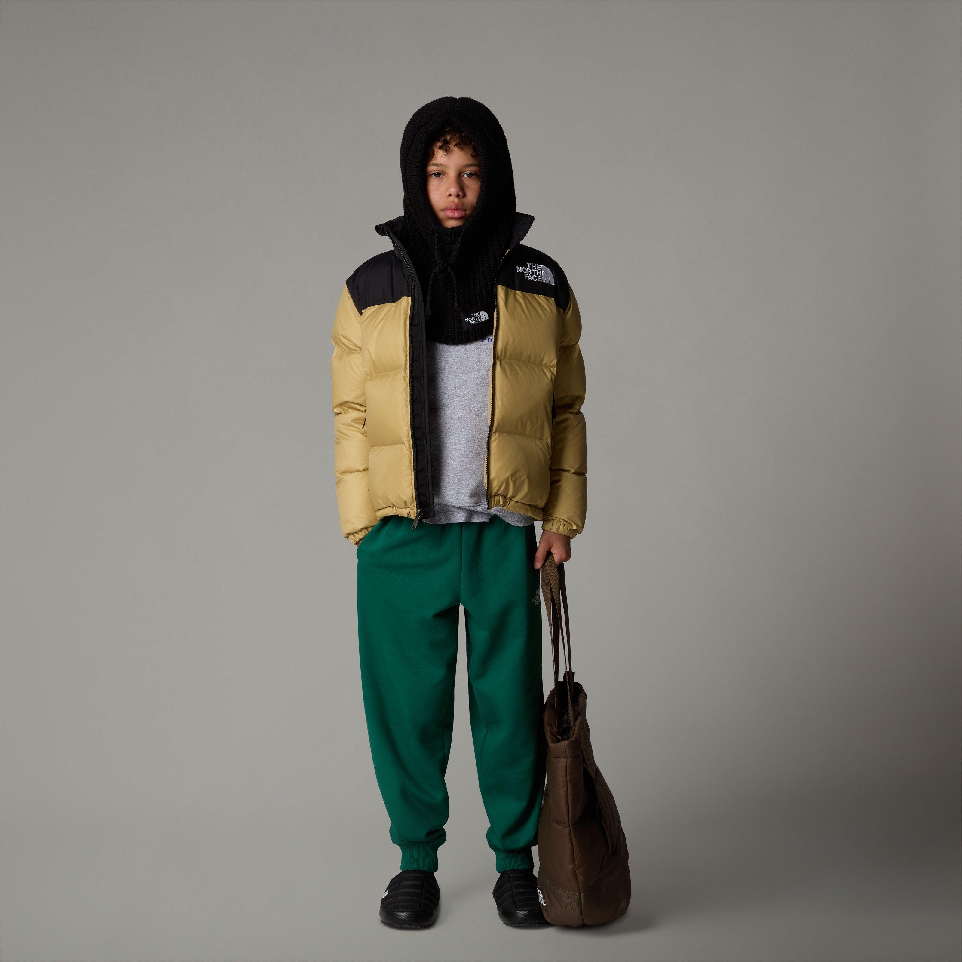 Khaki Stone LK5 - The North Face - Kids' 1996 Nuptse Windproof 700-Fill Down Concealed Hood Short Puffer Jacket - 4