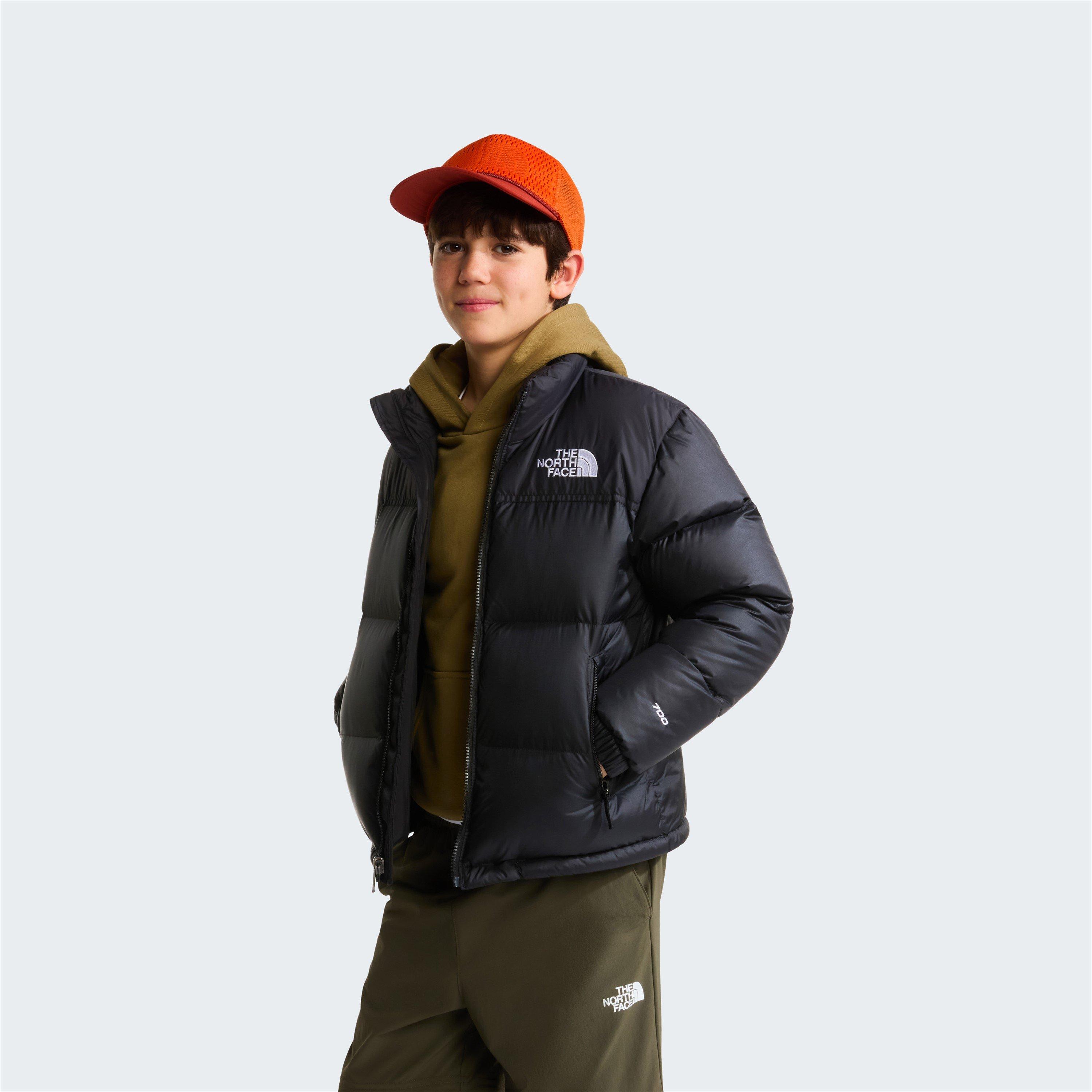 TNF Black - The North Face - Kids 1996 Nuptse Windproof 700-Fill Down Concealed Hood Short Puffer Jacket - 4